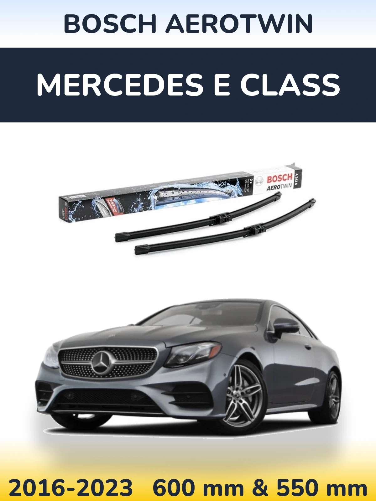 Комплект передніх щіток BOSCH AeroTwin 600 & 550 мм для Mercedes E Class 2016-2023