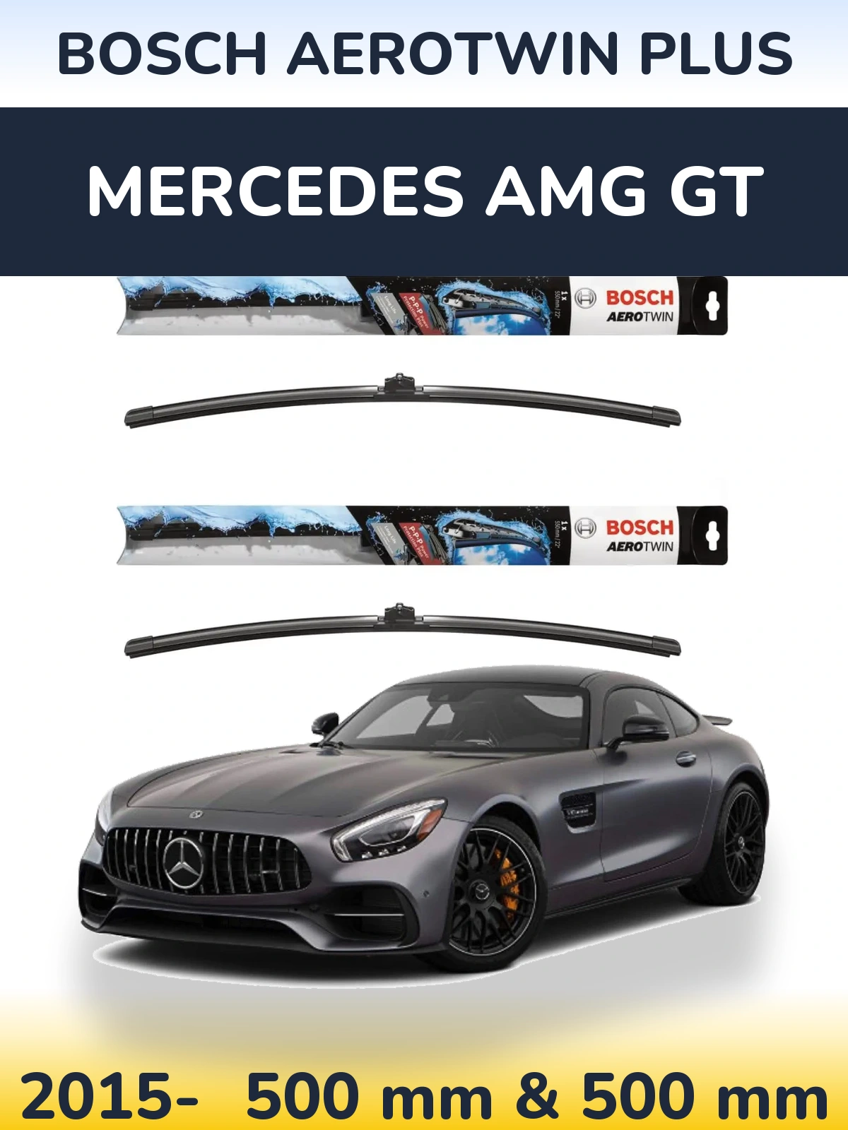 Комплект передніх щіток BOSCH AeroTwin Plus 500 & 500 мм для Mercedes AMG GT 2015-2026