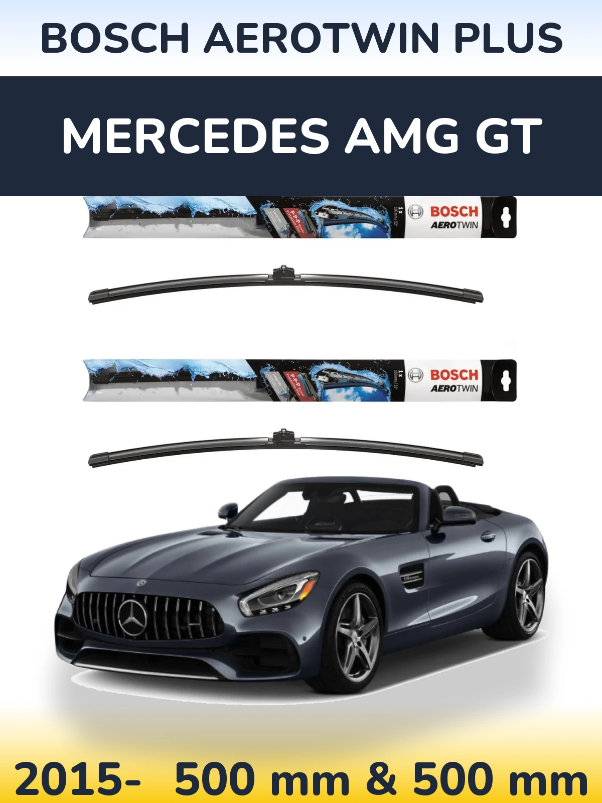 Комплект передніх щіток BOSCH AeroTwin Plus 500 & 500 мм для Mercedes AMG GT 2015-2026