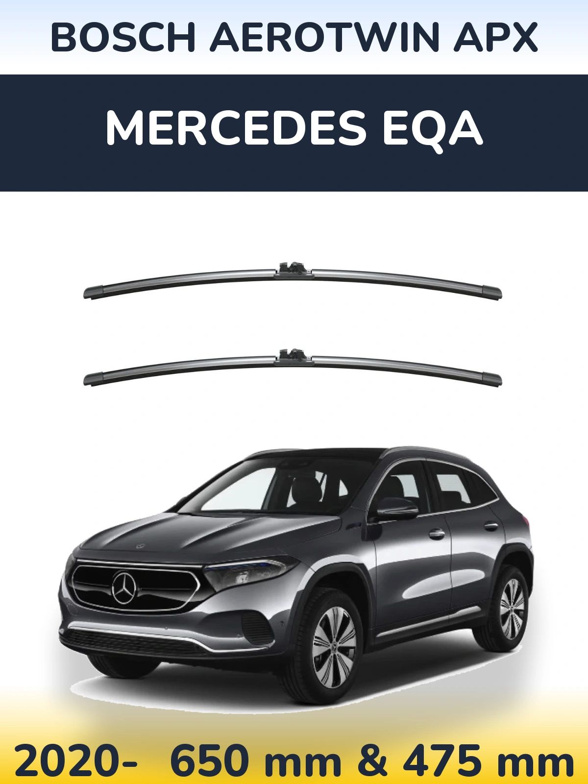 Комплект передніх щіток BOSCH AeroTwin APX 650 & 475 мм для Mercedes EQA 2020-2026