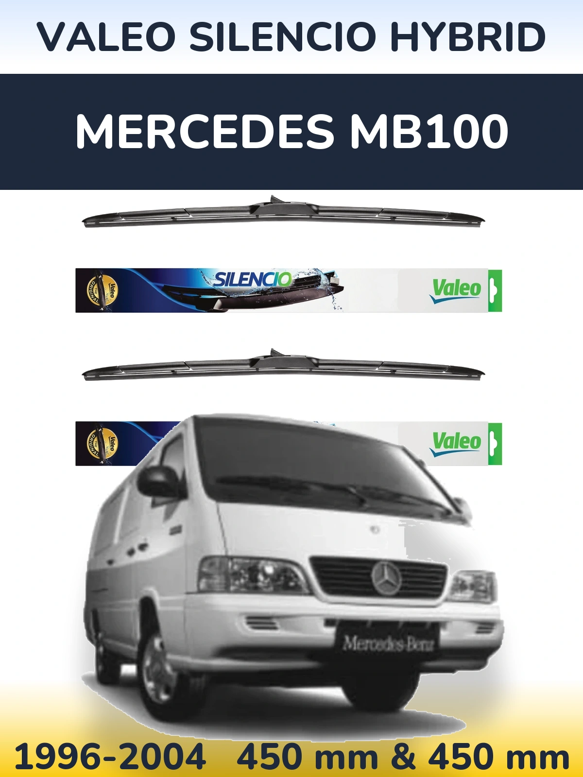 Torkarblad Valeo Silencio Hybrid för Mercedes MB100