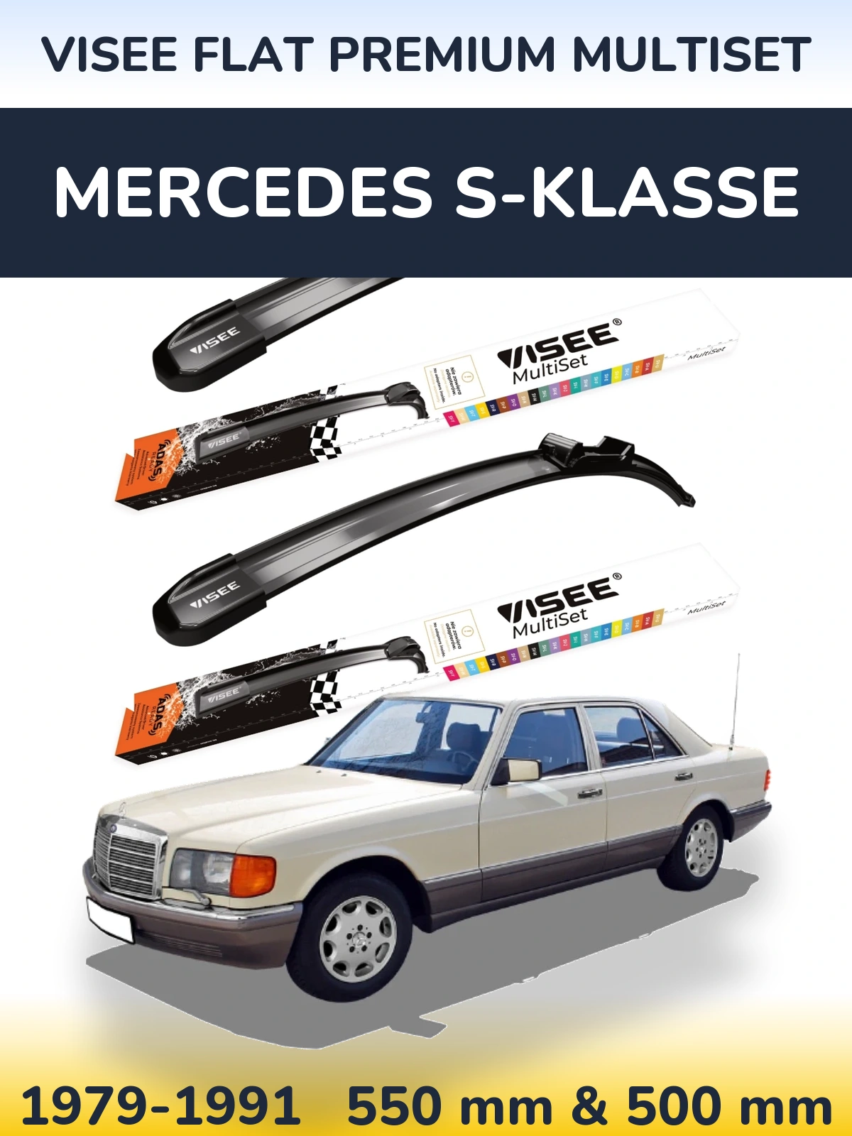 Torkarblad VISEE FLAT PREMIUM MultiSet för Mercedes S-Klasse