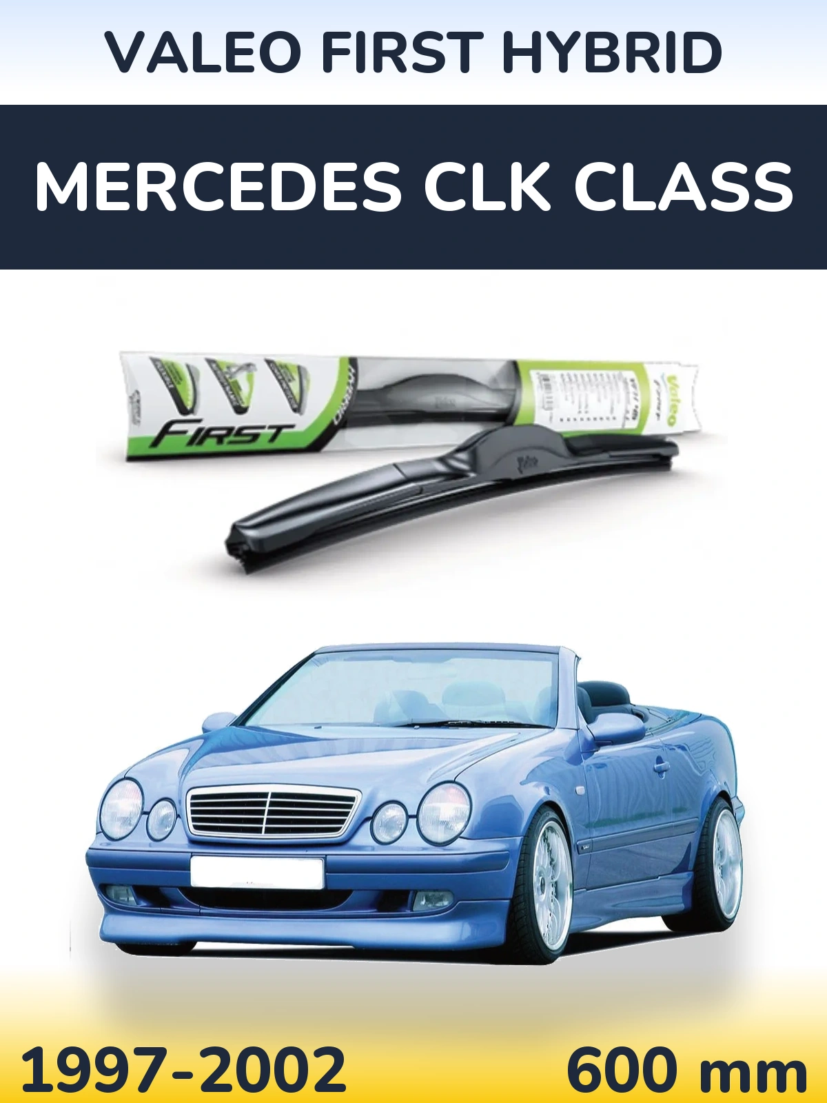 Передний дворник Valeo First Hybrid 600 мм для Mercedes CLK Class 1997-2002