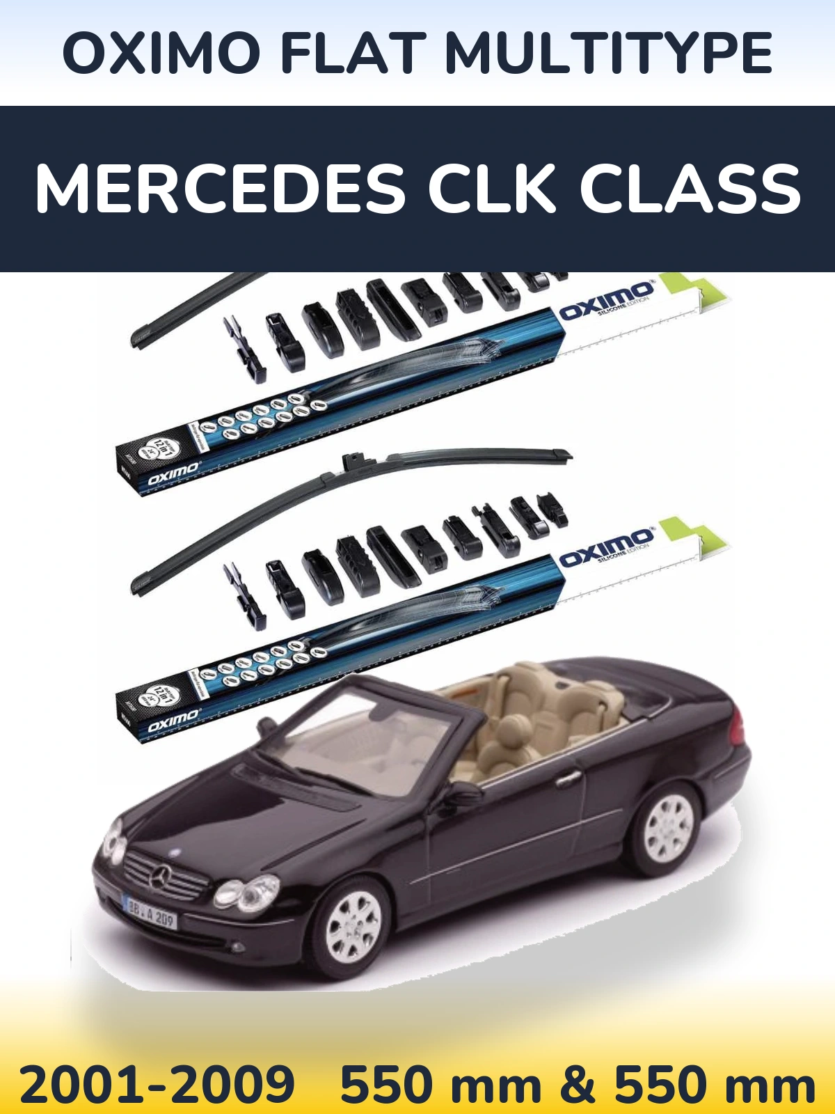 Комплект передніх щіток Oximo Flat MultiТипe 550 & 550 мм для Mercedes CLK Class 2001-2009