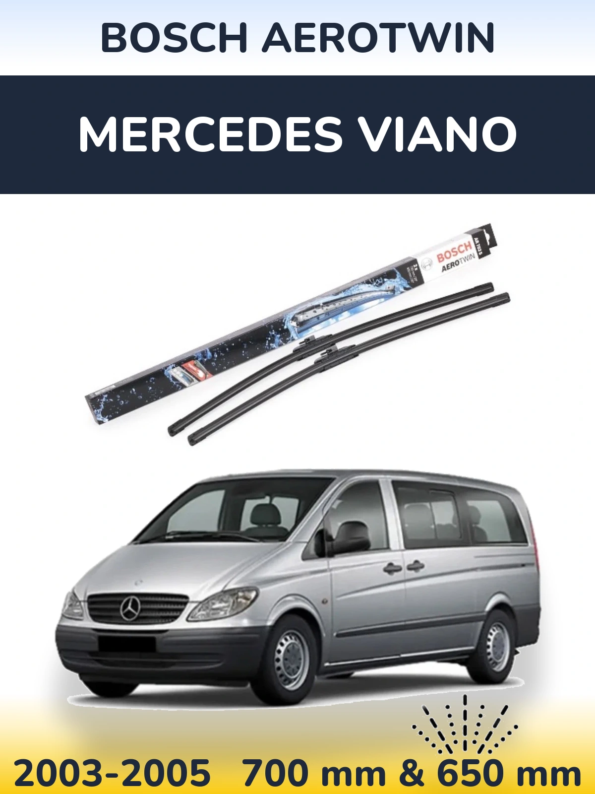 Комплект передніх щіток BOSCH AeroTwin 700 & 650 мм для Mercedes Viano 2003-2005