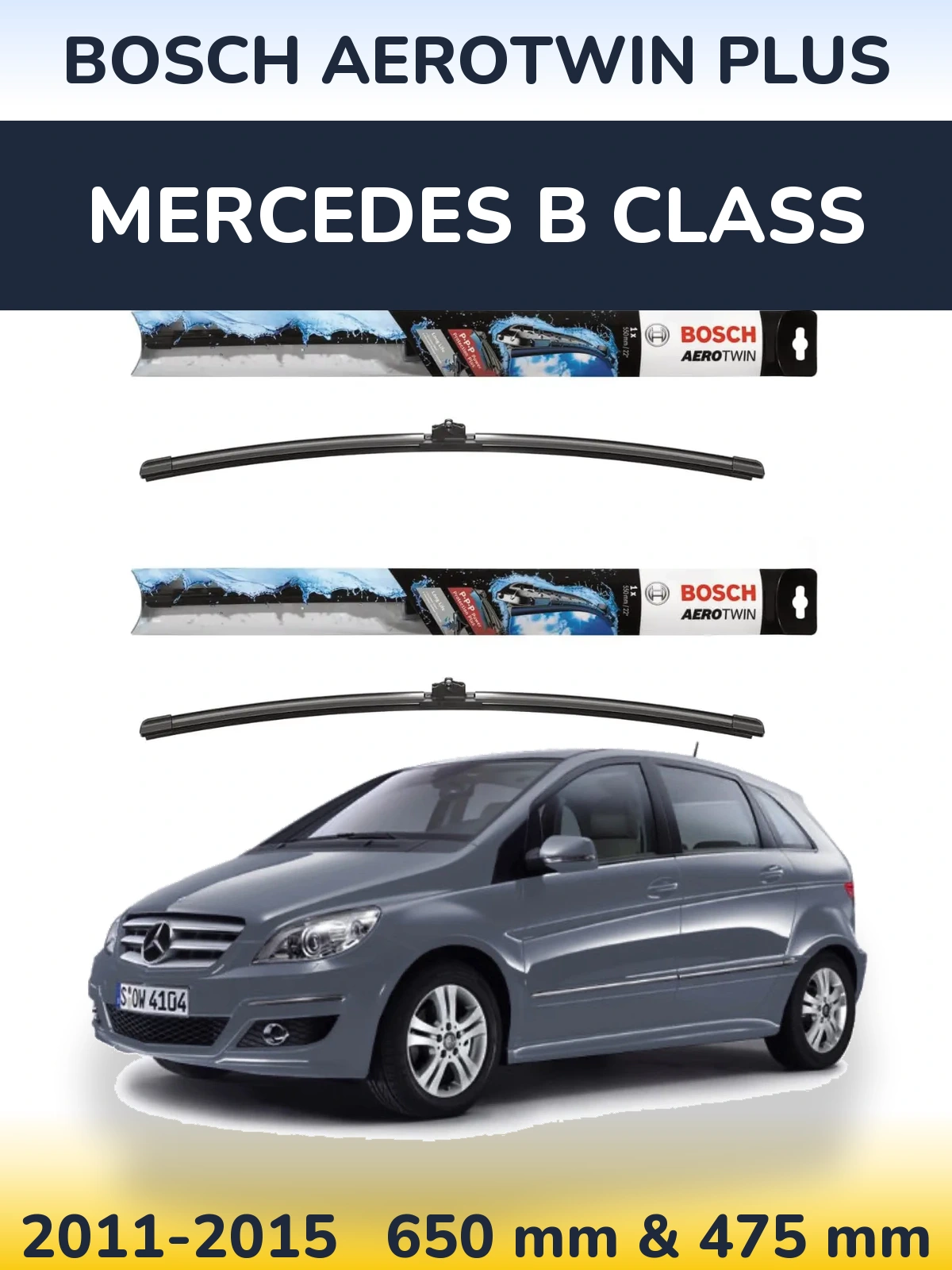 Комплект передніх щіток BOSCH AeroTwin Plus 650 & 475 мм для Mercedes B Class 2011-2015