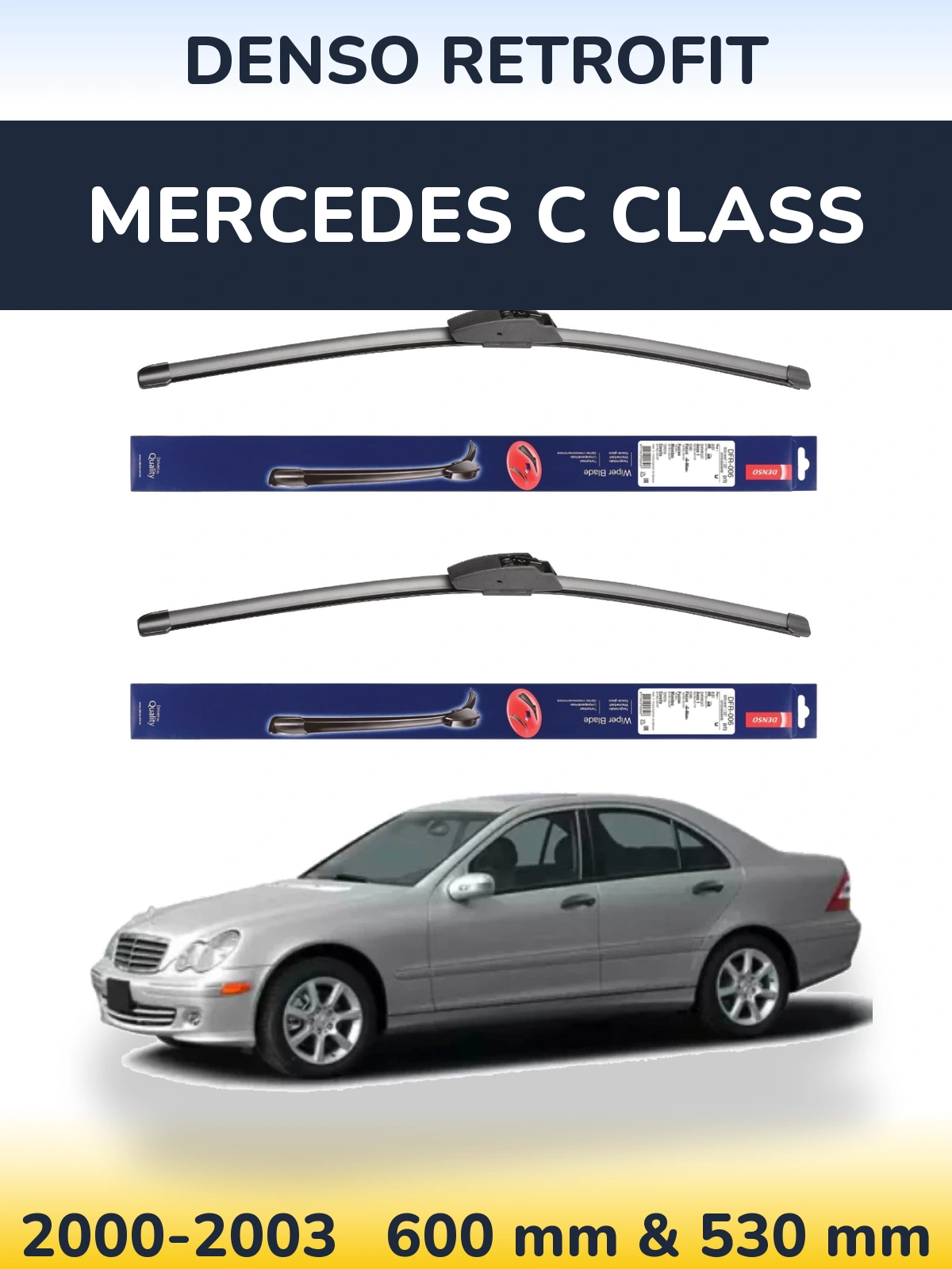 Комплект передніх щіток Denso Retrofit 600 & 530 мм для Mercedes C Class 2000-2003