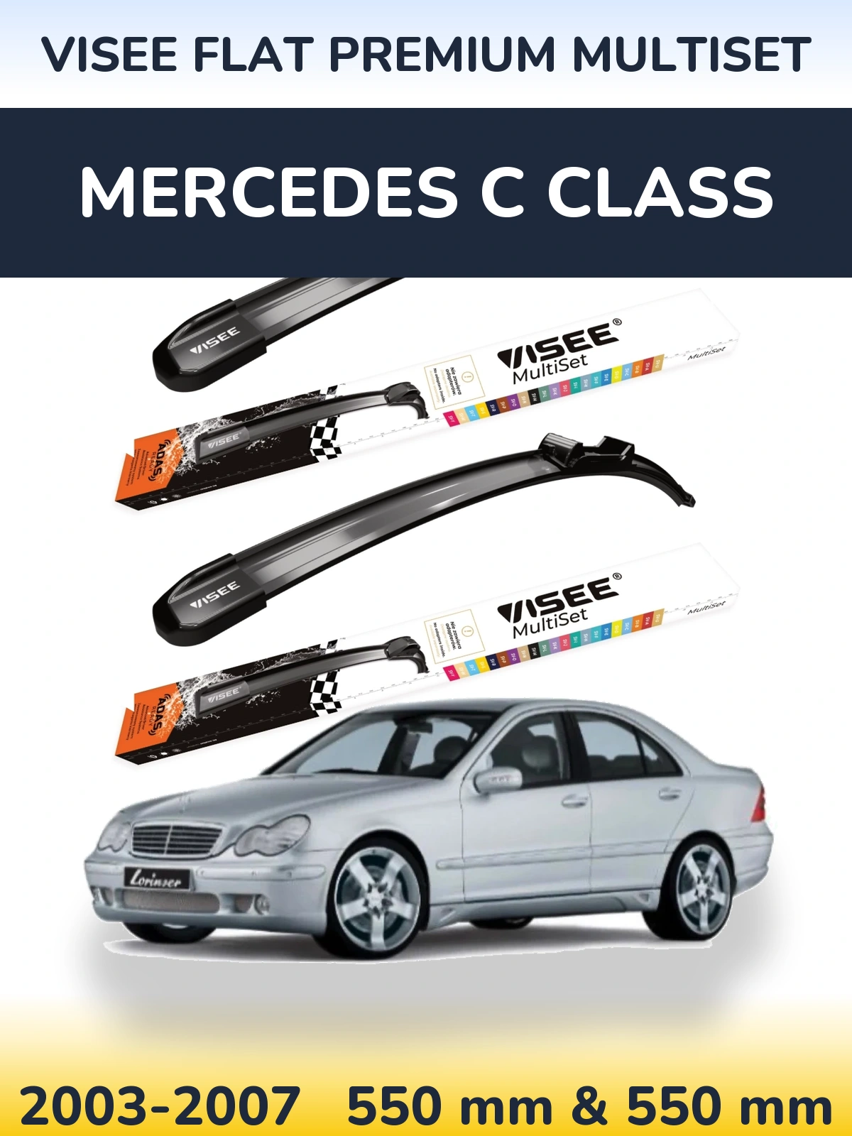 Torkarblad VISEE FLAT PREMIUM MultiSet för Mercedes C Class
