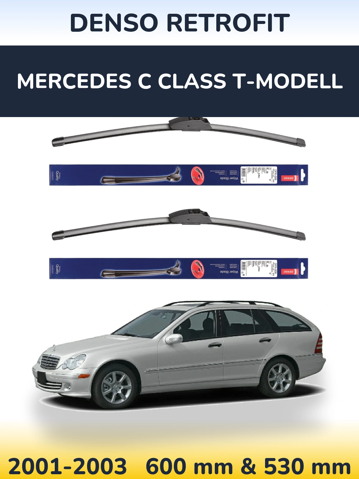 Комплект передніх щіток Denso Retrofit 600 & 530 мм для Mercedes C Class T-Модельl 2001-2003