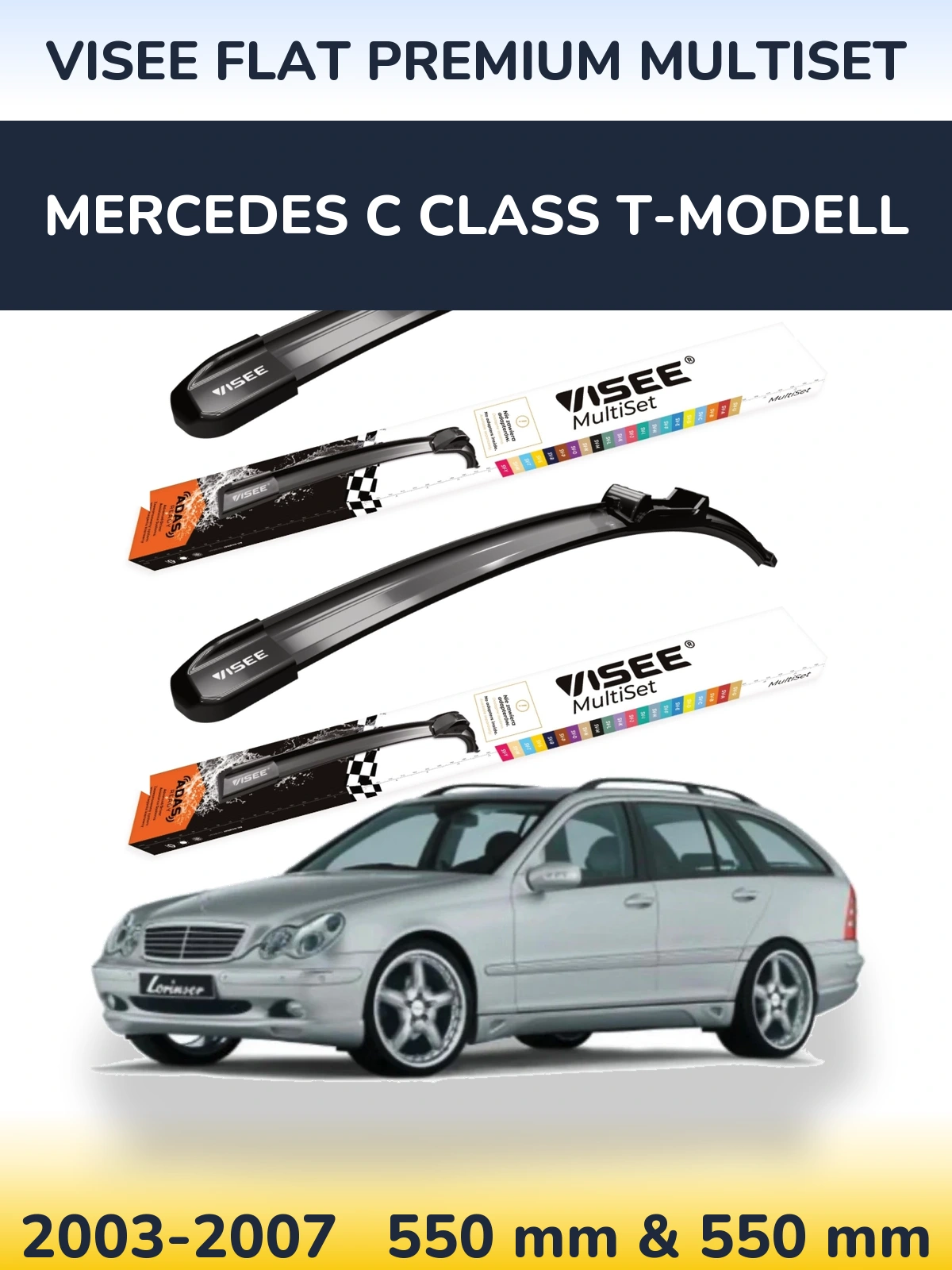 Torkarblad VISEE FLAT PREMIUM MultiSet för Mercedes C Class T-Modelll