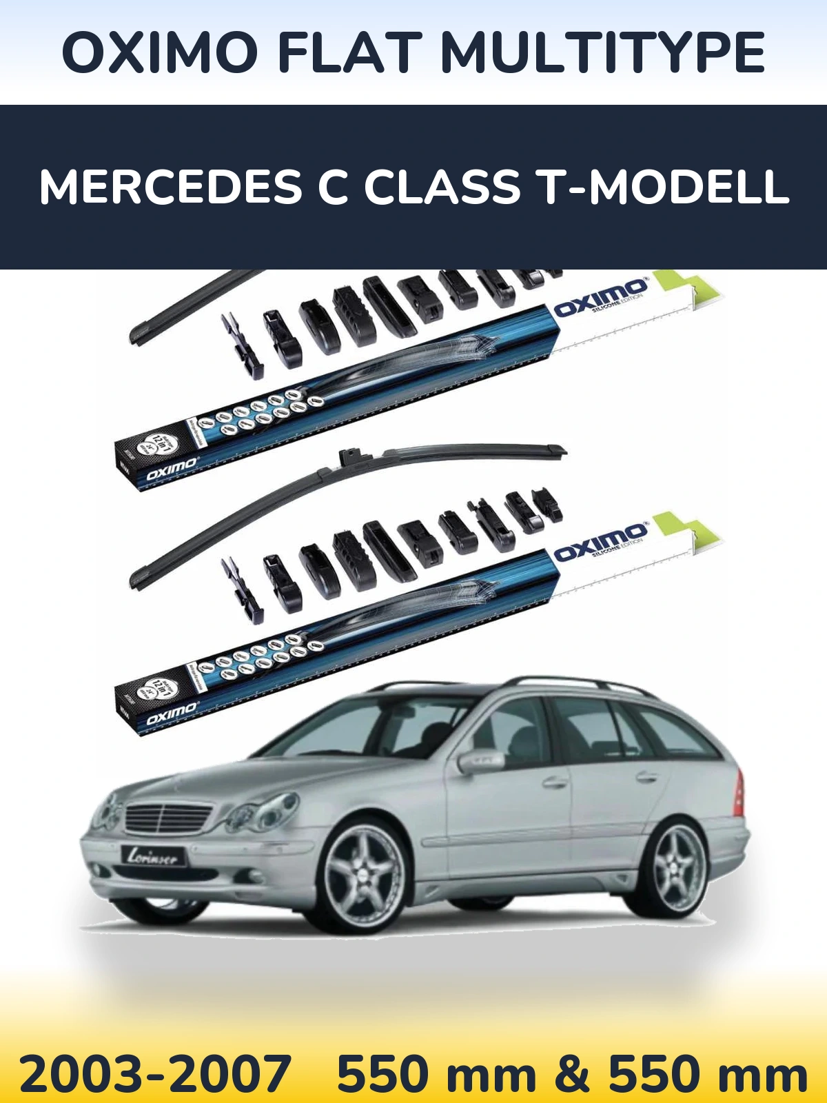 Комплект передніх щіток Oximo Flat MultiТипe 550 & 550 мм для Mercedes C Class T-Модельl 2003-2007