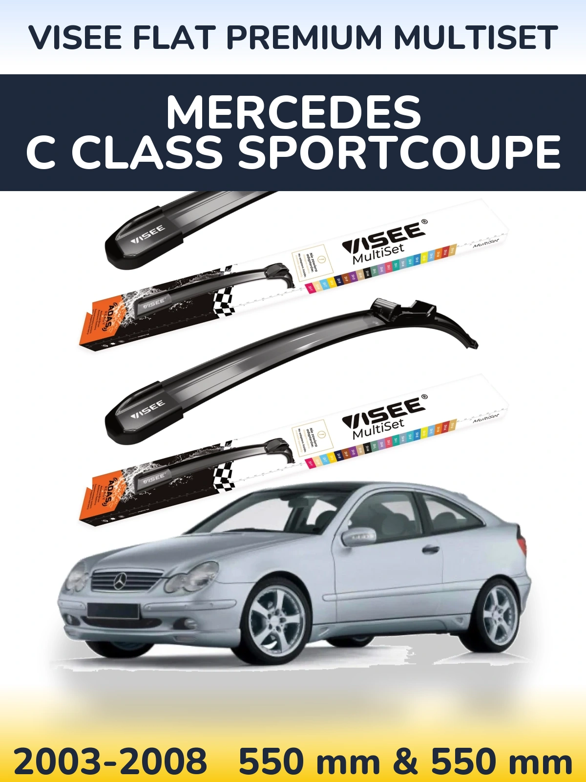Torkarblad VISEE FLAT PREMIUM MultiSet för Mercedes C Class Sportcoupe