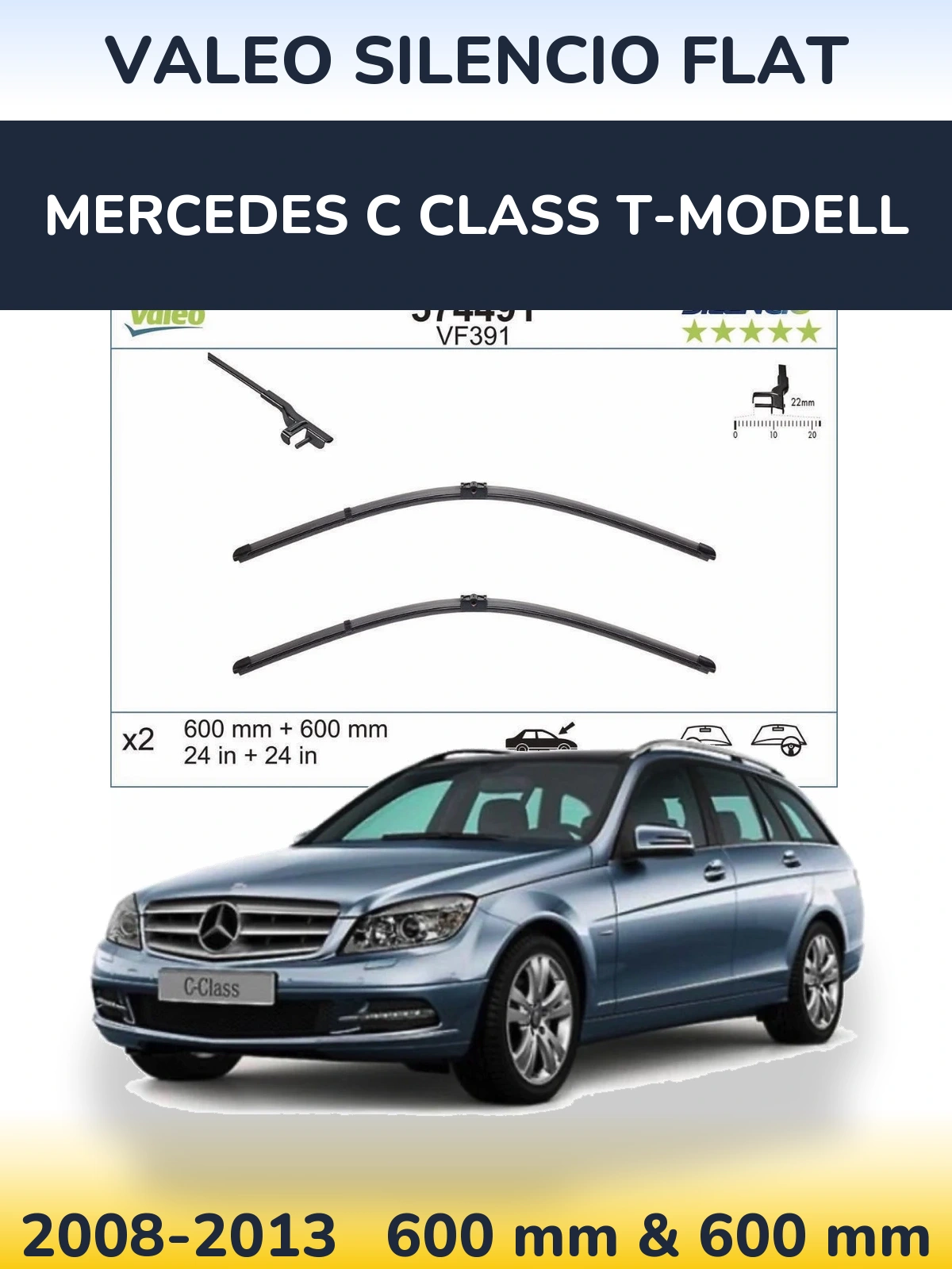 Torkarblad Valeo Silencio Flat för Mercedes C Class T-Modelll