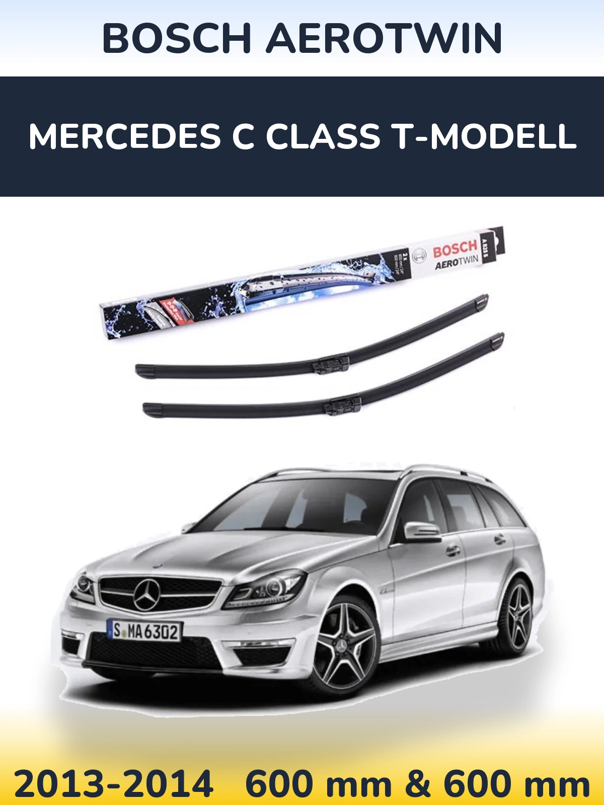 Комплект передних дворников BOSCH AeroTwin 600 & 600 мм для Mercedes C Class T-Модельl 2013-2014