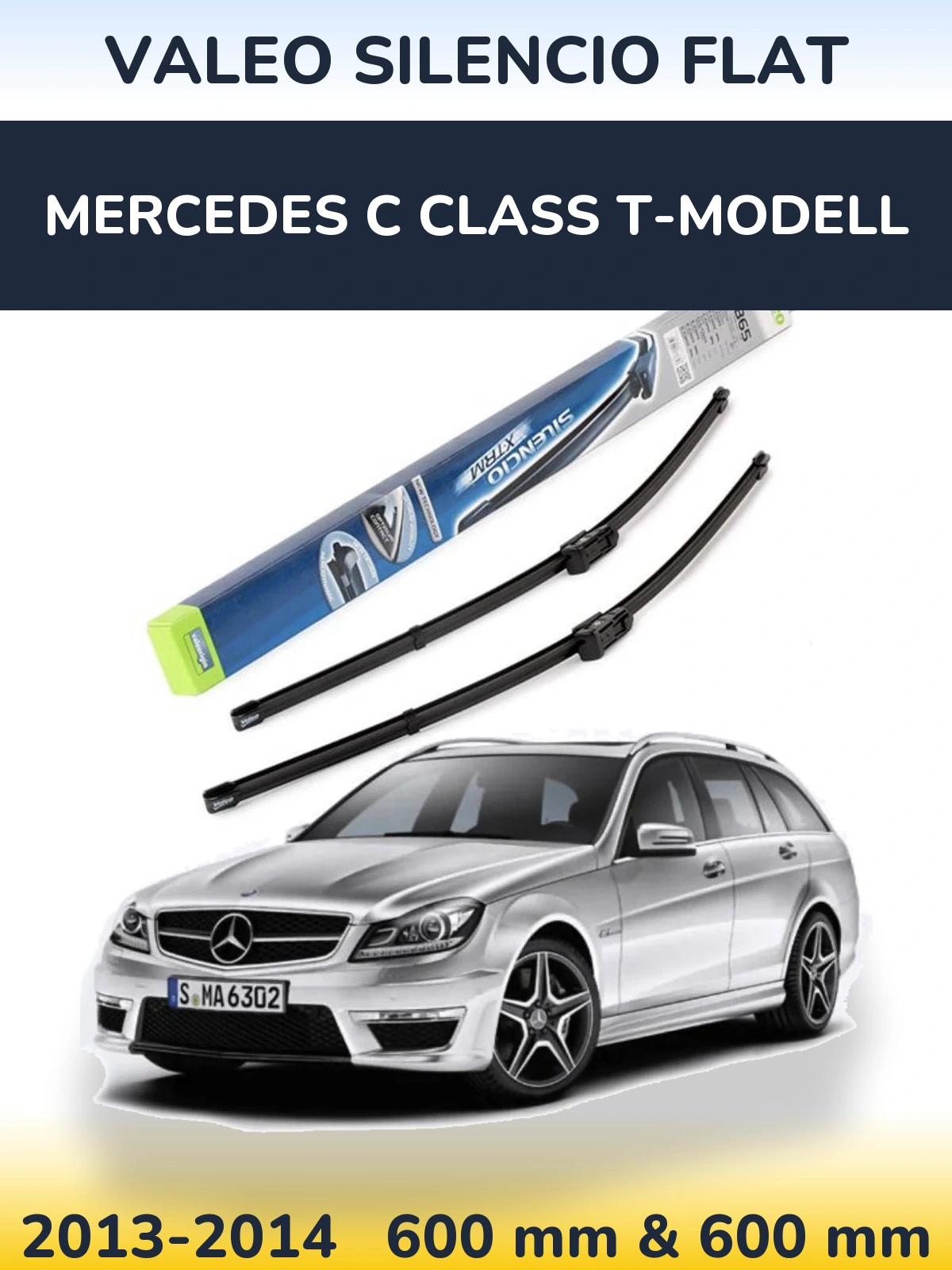 Комплект передних дворников Valeo Silencio Flat 600 & 600 мм для Mercedes C Class T-Модельl 2013-2014