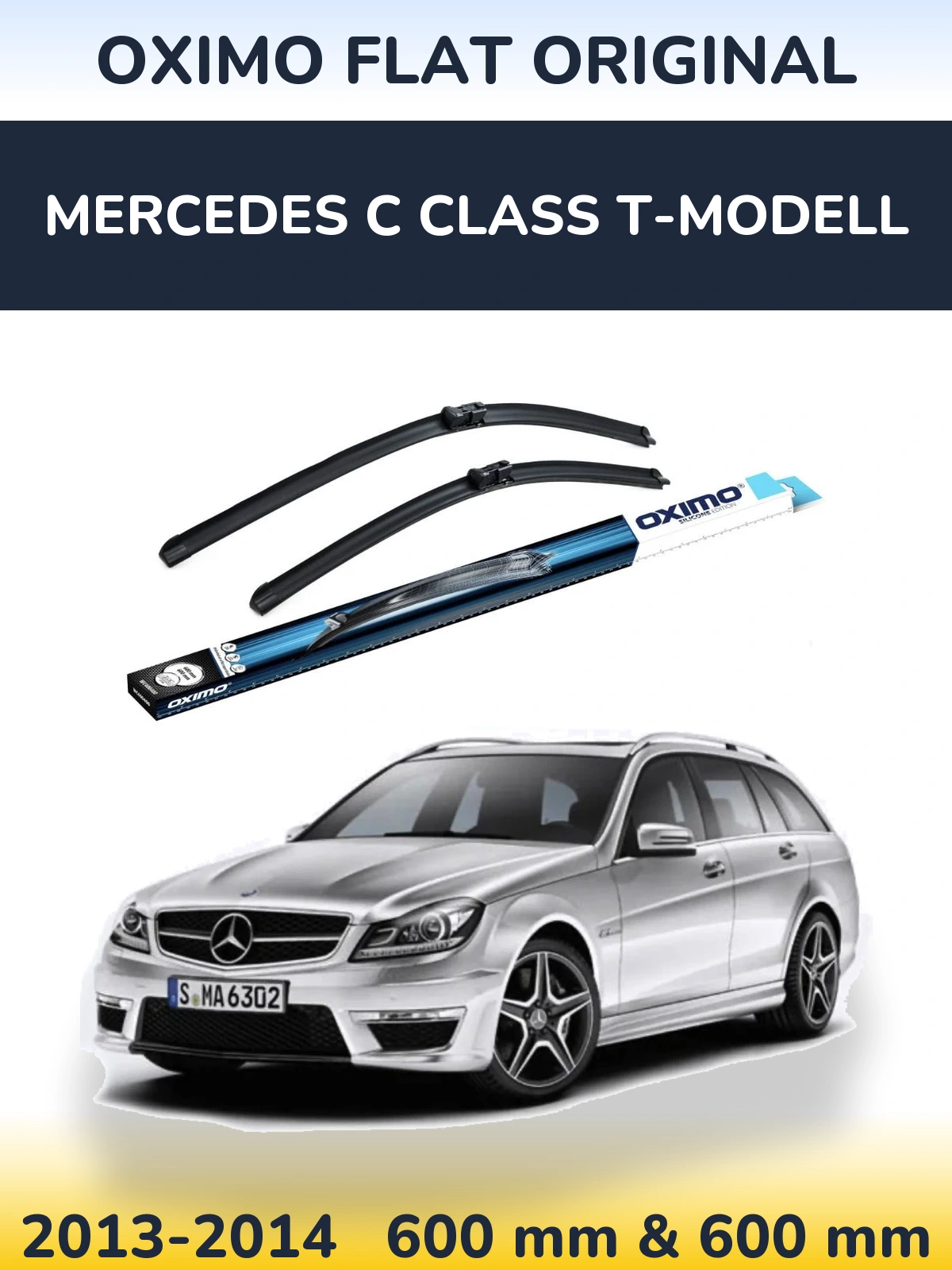 Комплект передних дворников Oximo Flat Original 600 & 600 мм для Mercedes C Class T-Модельl 2013-2014