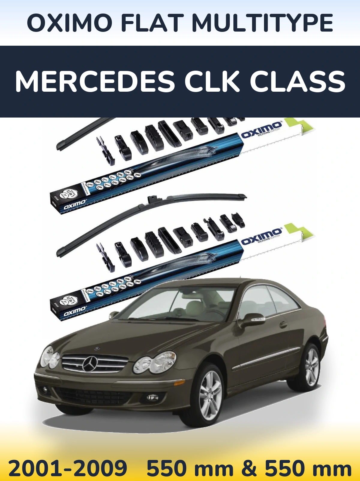 Комплект передніх щіток Oximo Flat MultiТипe 550 & 550 мм для Mercedes CLK Class 2001-2009