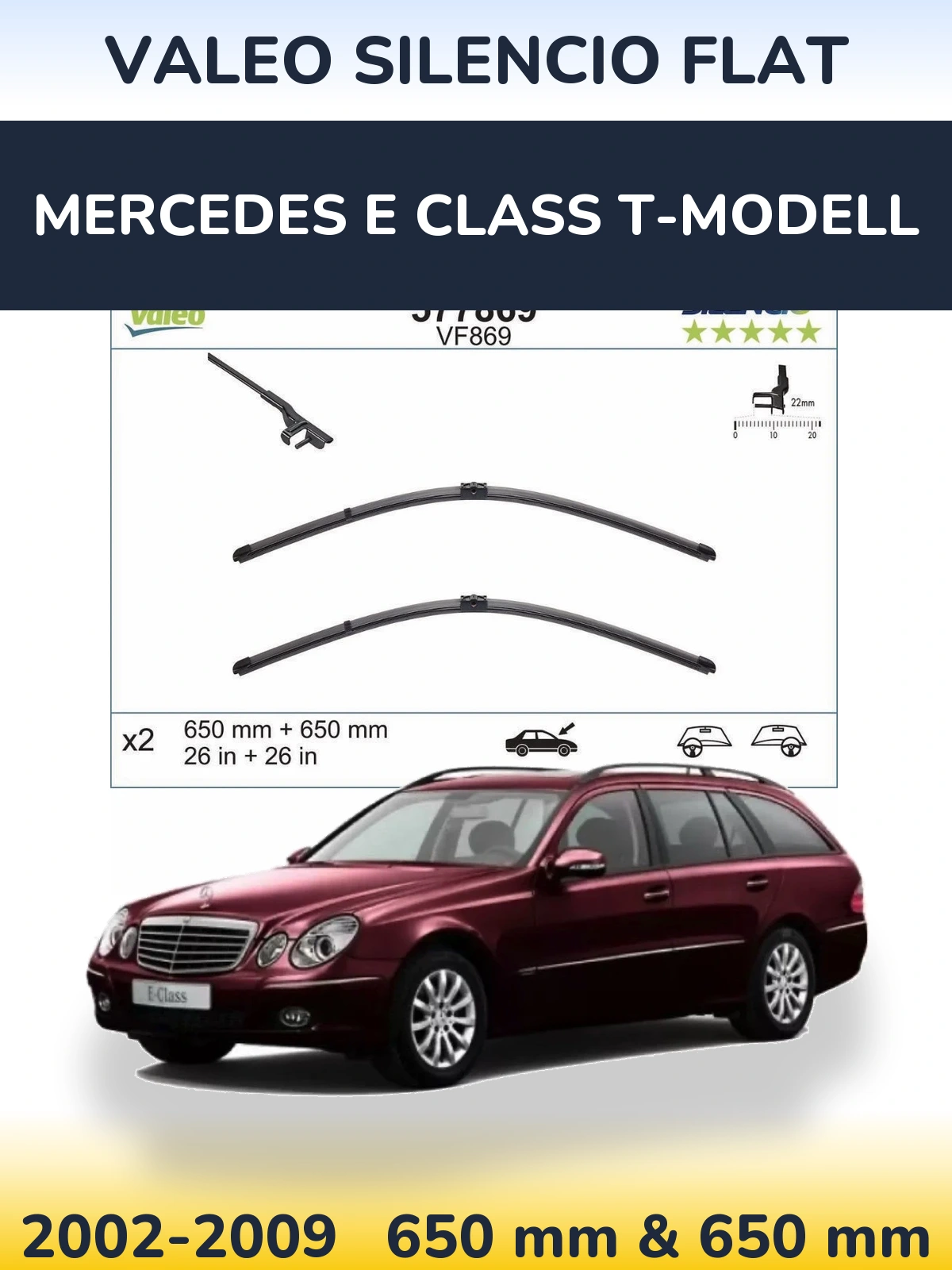 Torkarblad Valeo Silencio Flat för Mercedes E Class T-Modelll