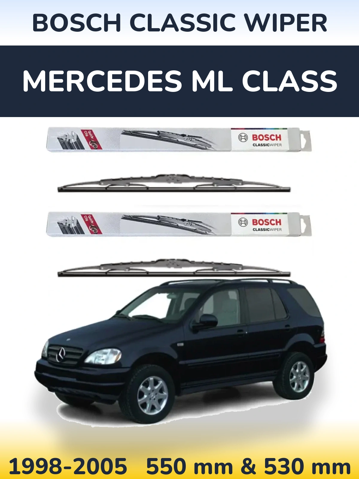 Комплект передніх щіток BOSCH Classic Wiper 550 & 530 мм для Mercedes ML Class 1998-2005