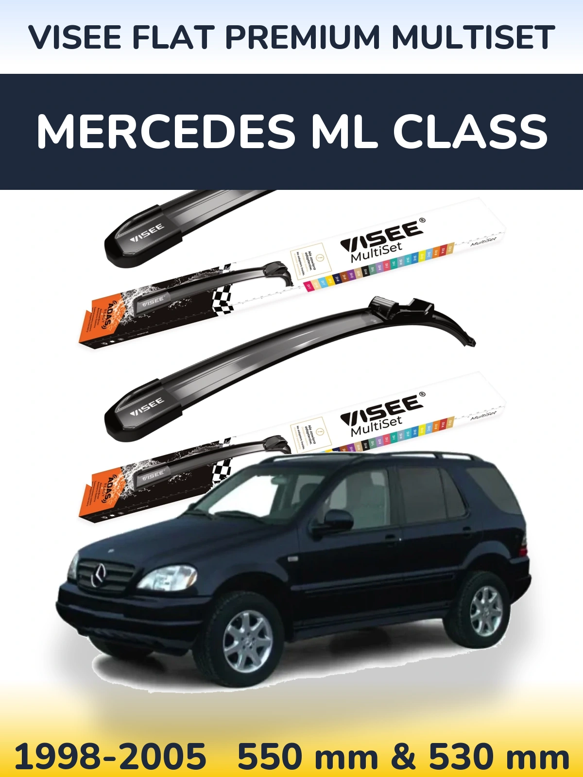 Torkarblad VISEE FLAT PREMIUM MultiSet för Mercedes ML Class
