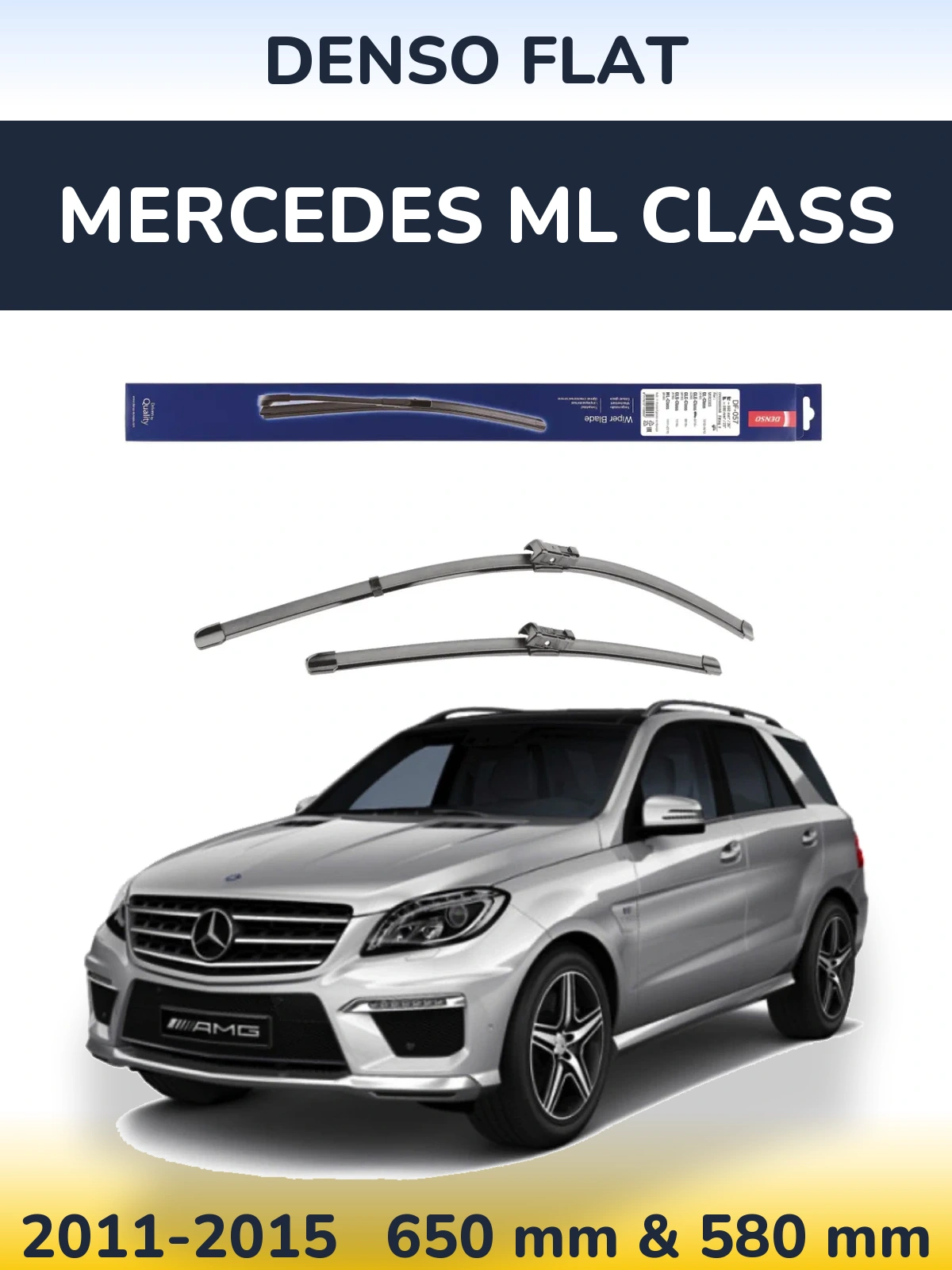 Комплект передніх щіток Denso Flat 650 & 580 мм для Mercedes ML Class 2011-2015