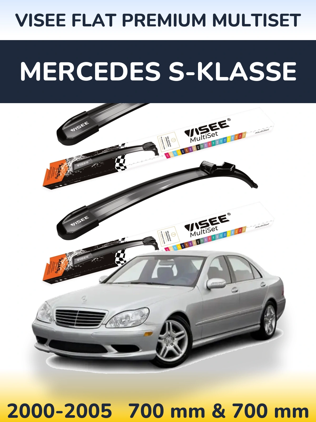 Torkarblad VISEE FLAT PREMIUM MultiSet för Mercedes S-Klasse