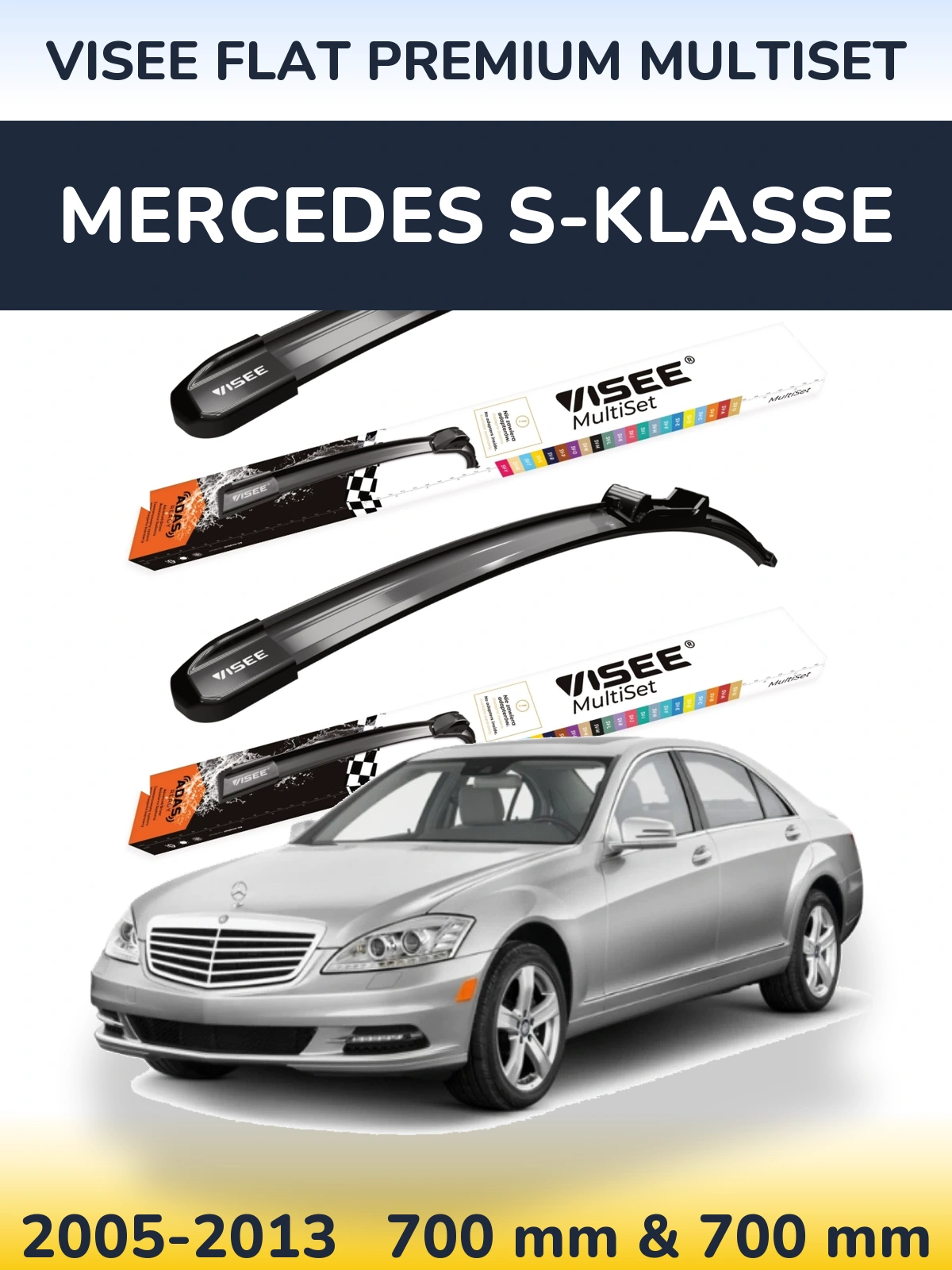 Torkarblad VISEE FLAT PREMIUM MultiSet för Mercedes S-Klasse