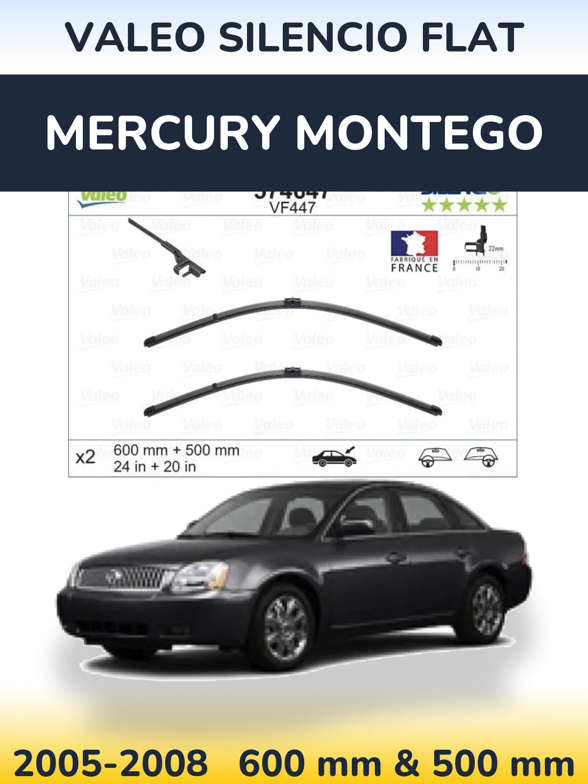 Torkarblad Valeo Silencio Flat för Mercury Montego