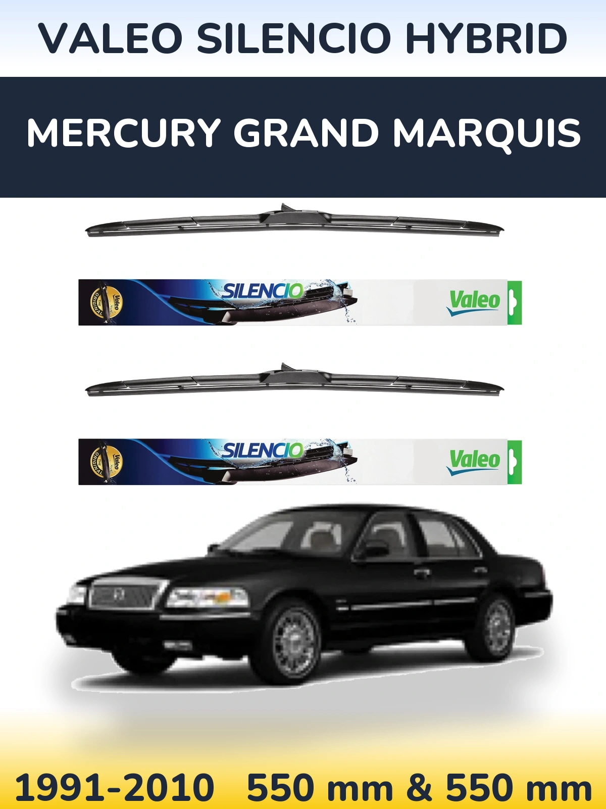 Torkarblad Valeo Silencio Hybrid för Mercury Grand Marquis