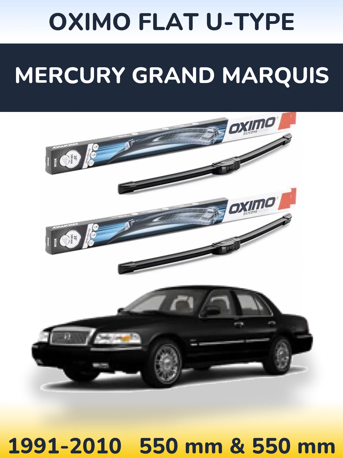 Torkarblad Oximo Flat U-type för Mercury Grand Marquis