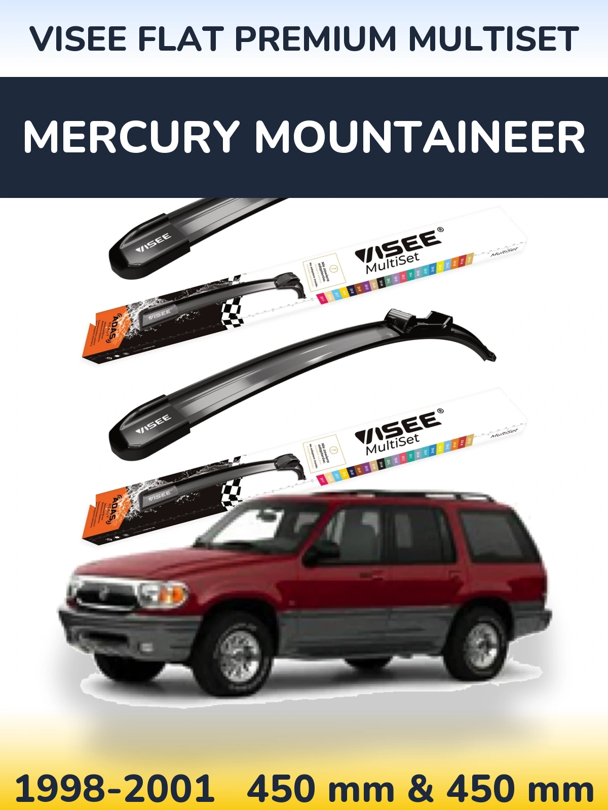 Torkarblad VISEE FLAT PREMIUM MultiSet för Mercury Mountaineer
