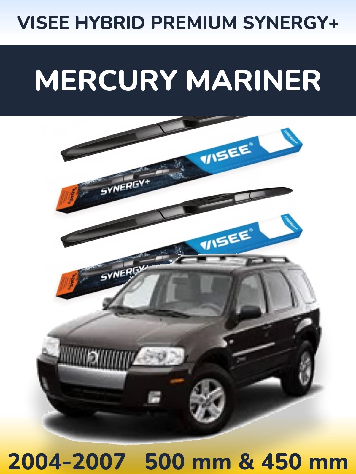 Комплект передніх щіток VISEE HYBRID PREMIUM SYNERGY+ 500 & 450 мм для Mercury Mariner 2004-2007