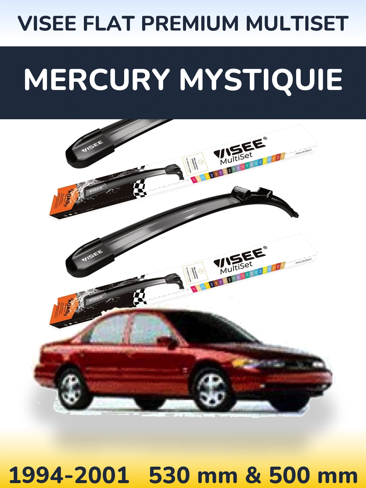 Torkarblad VISEE FLAT PREMIUM MultiSet för Mercury Mystiquie