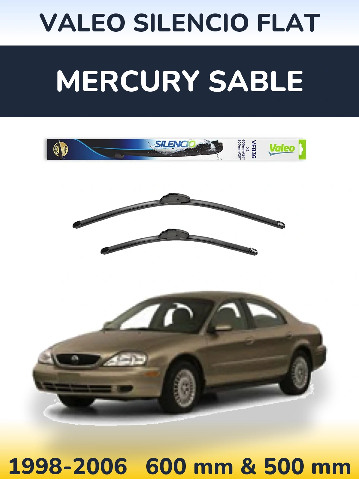 Torkarblad Valeo Silencio Flat för Mercury Sable