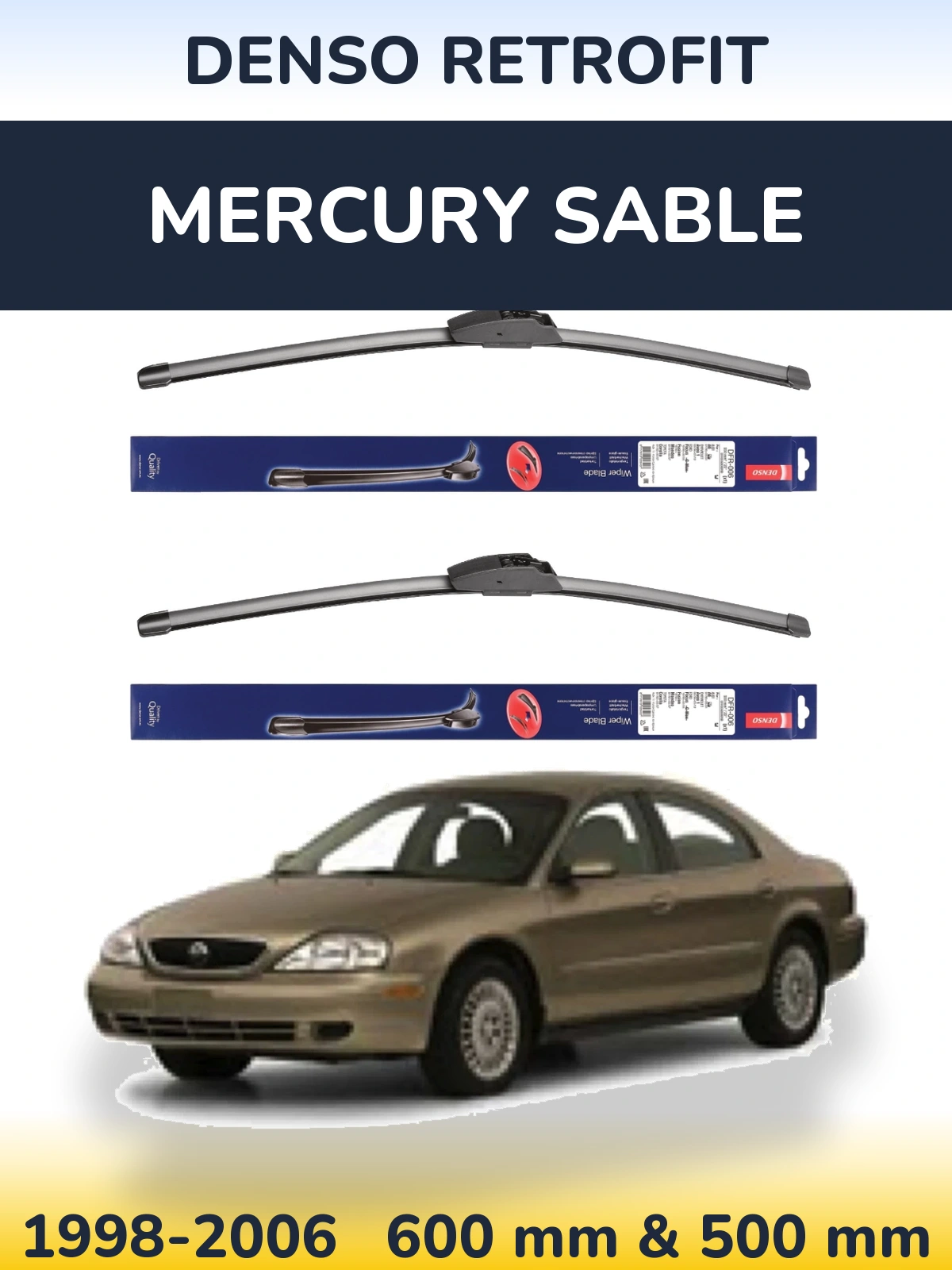 Комплект передних дворников Denso Retrofit 600 & 500 мм для Mercury Sable 1998-2006
