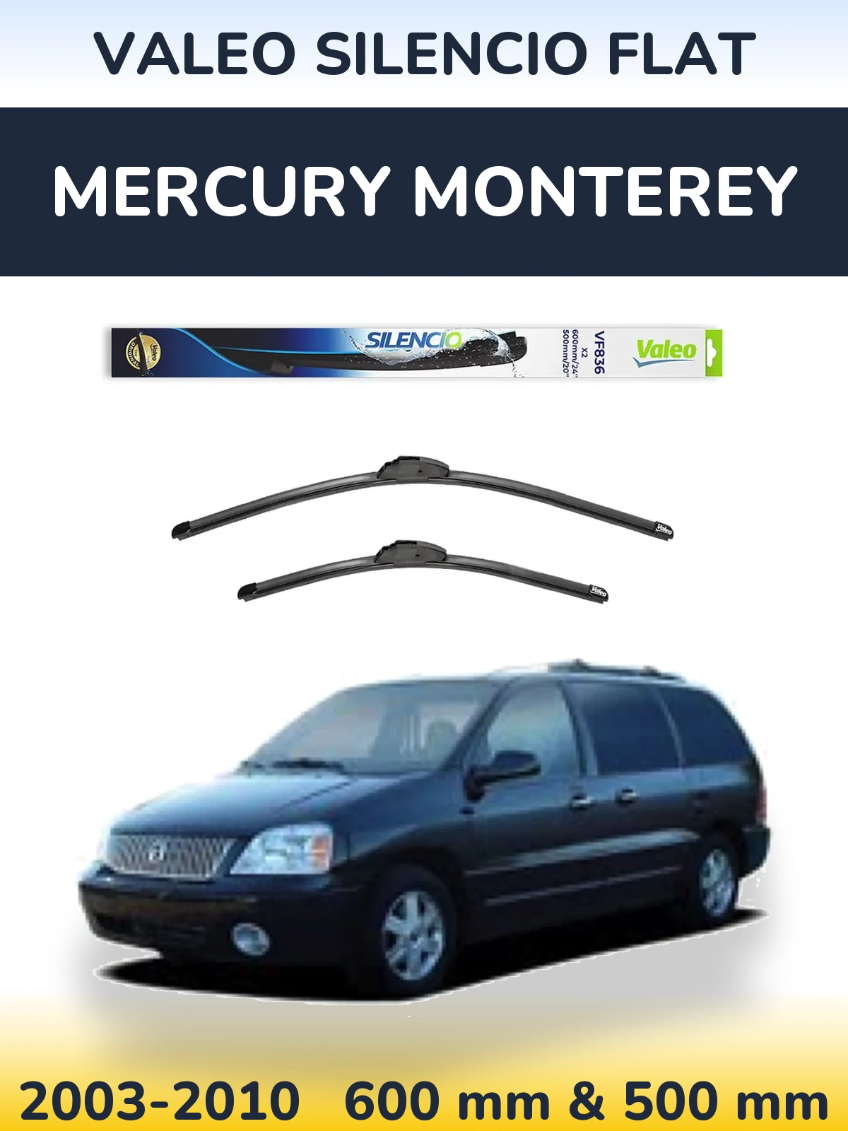 Torkarblad Valeo Silencio Flat för Mercury Monterey