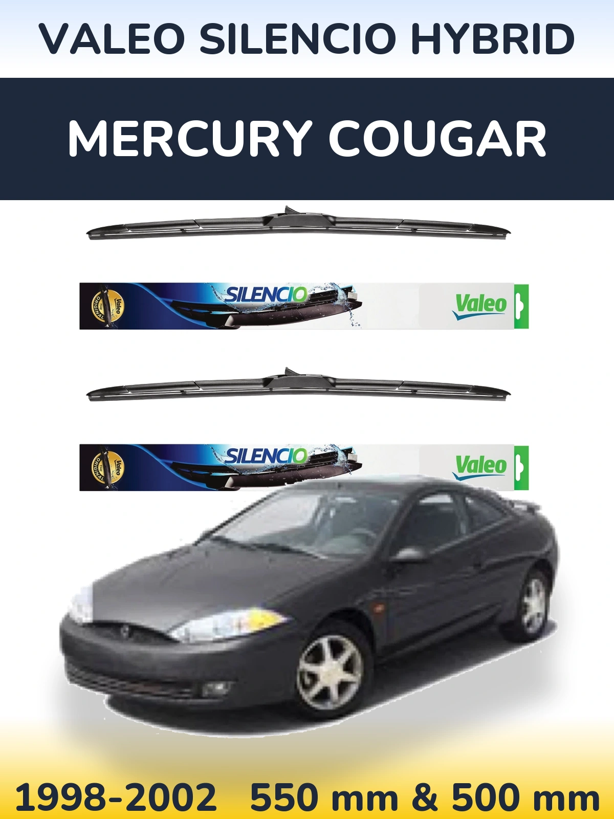 Torkarblad Valeo Silencio Hybrid för Mercury Cougar