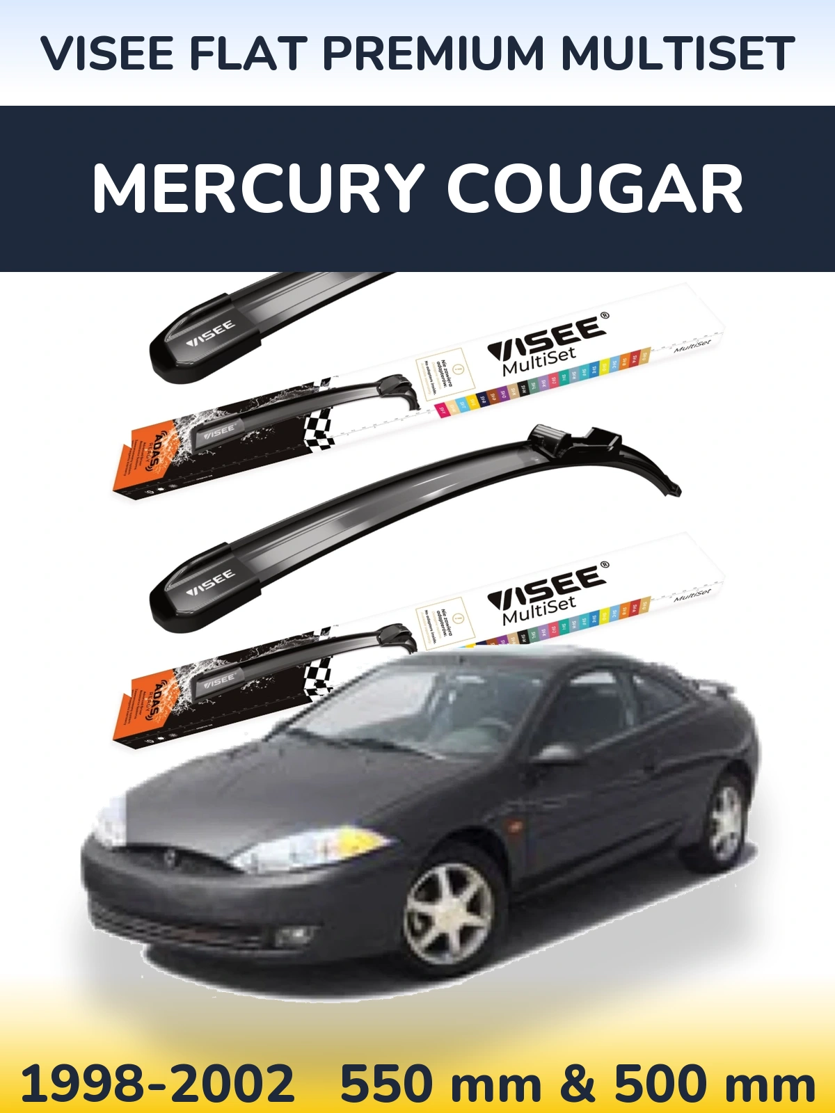 Torkarblad VISEE FLAT PREMIUM MultiSet för Mercury Cougar