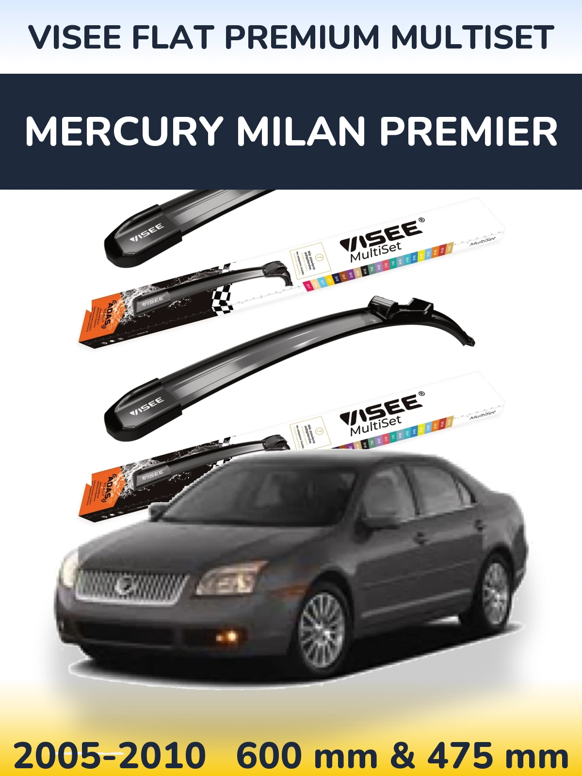 Torkarblad VISEE FLAT PREMIUM MultiSet för Mercury Milan Premier