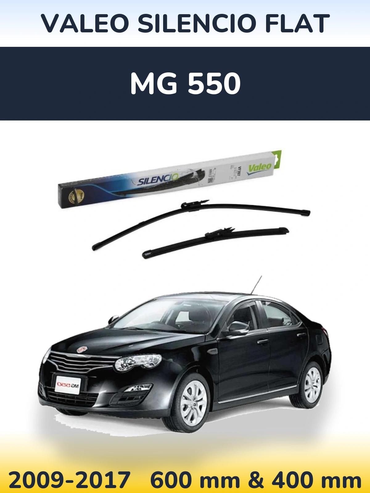 Комплект передніх щіток Valeo Silencio Flat 600 & 380 мм для MG 550 2009-2017