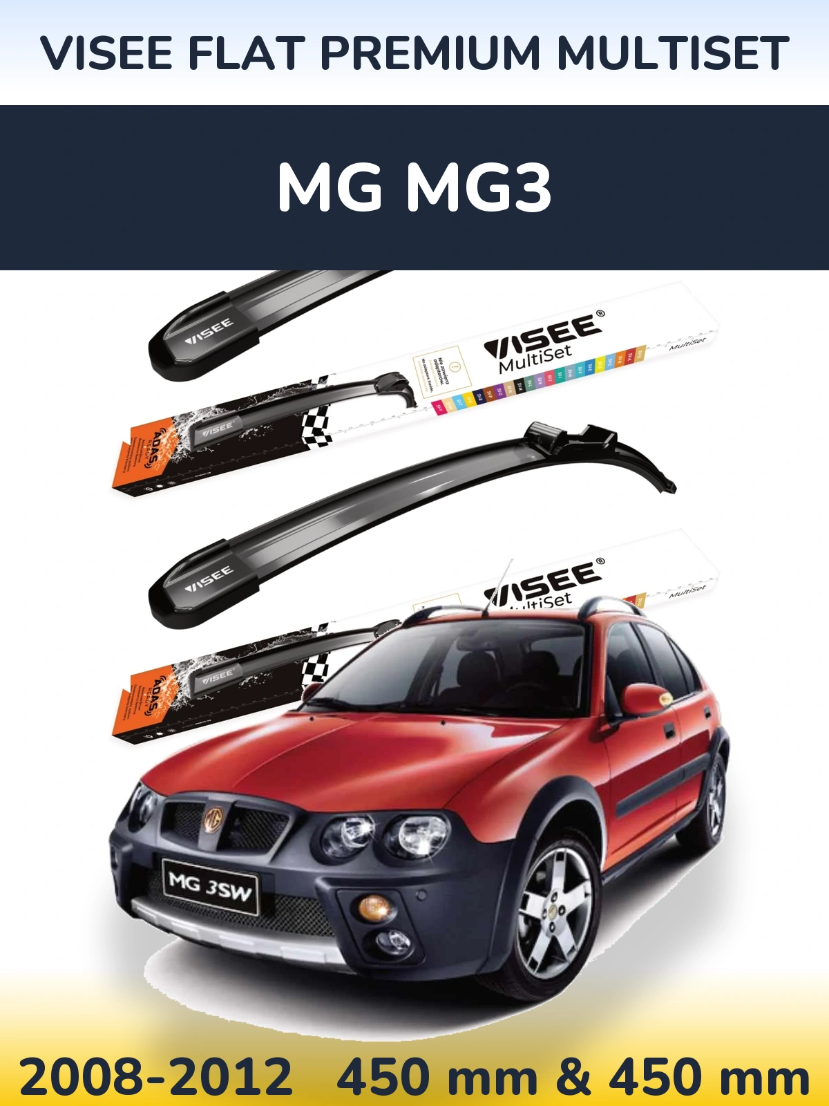 Torkarblad VISEE FLAT PREMIUM MultiSet för MG MG3