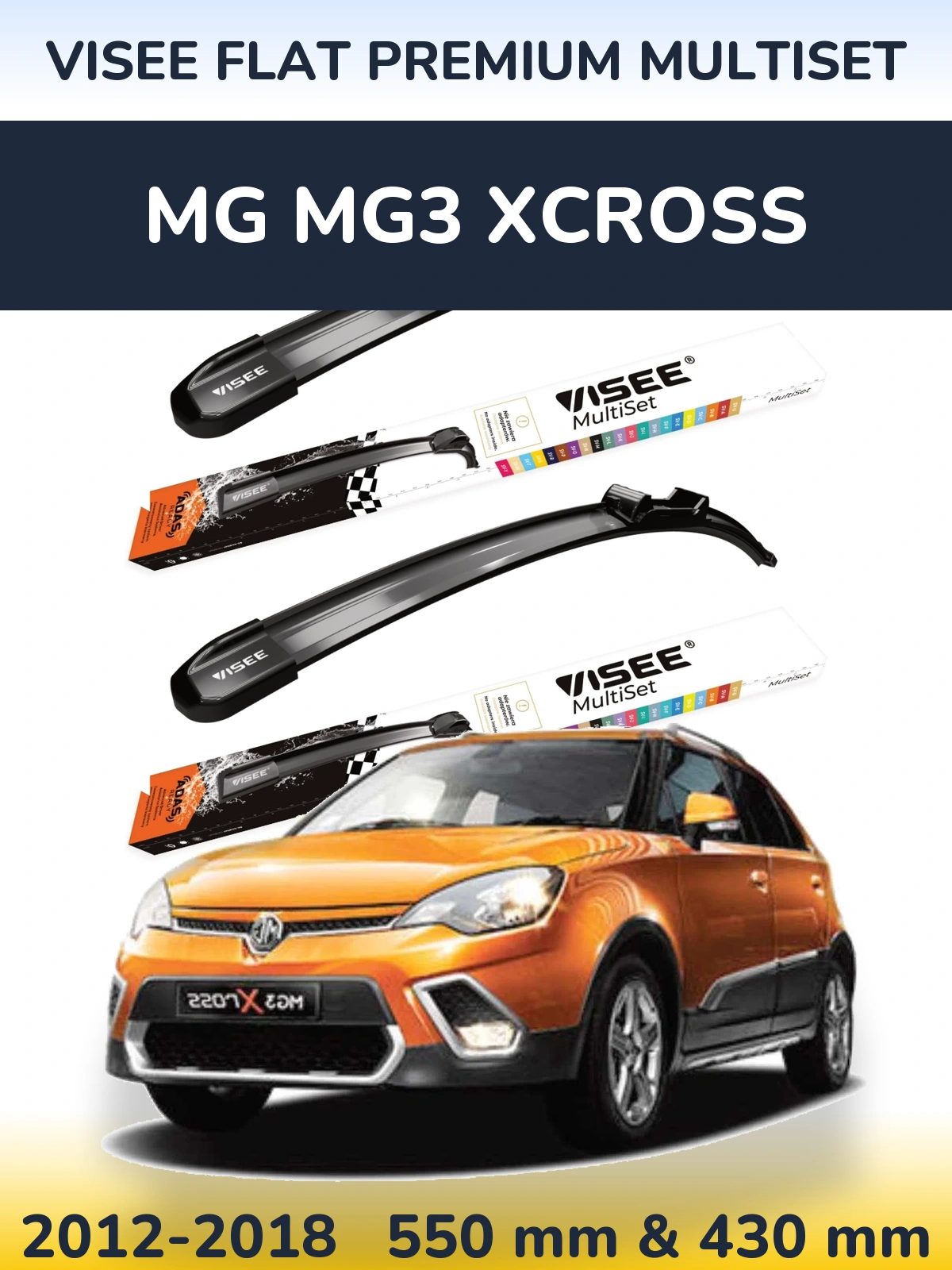Torkarblad VISEE FLAT PREMIUM MultiSet för MG MG3 Xcross