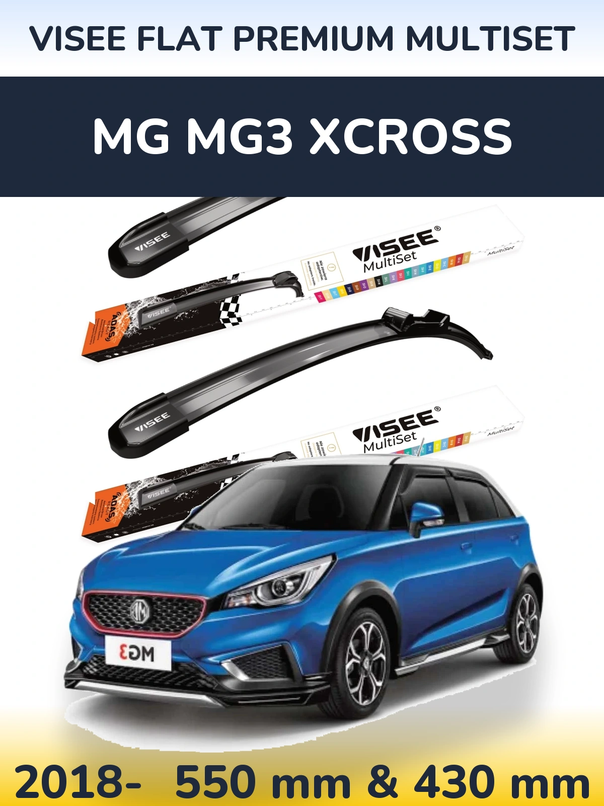 Torkarblad VISEE FLAT PREMIUM MultiSet för MG MG3 Xcross