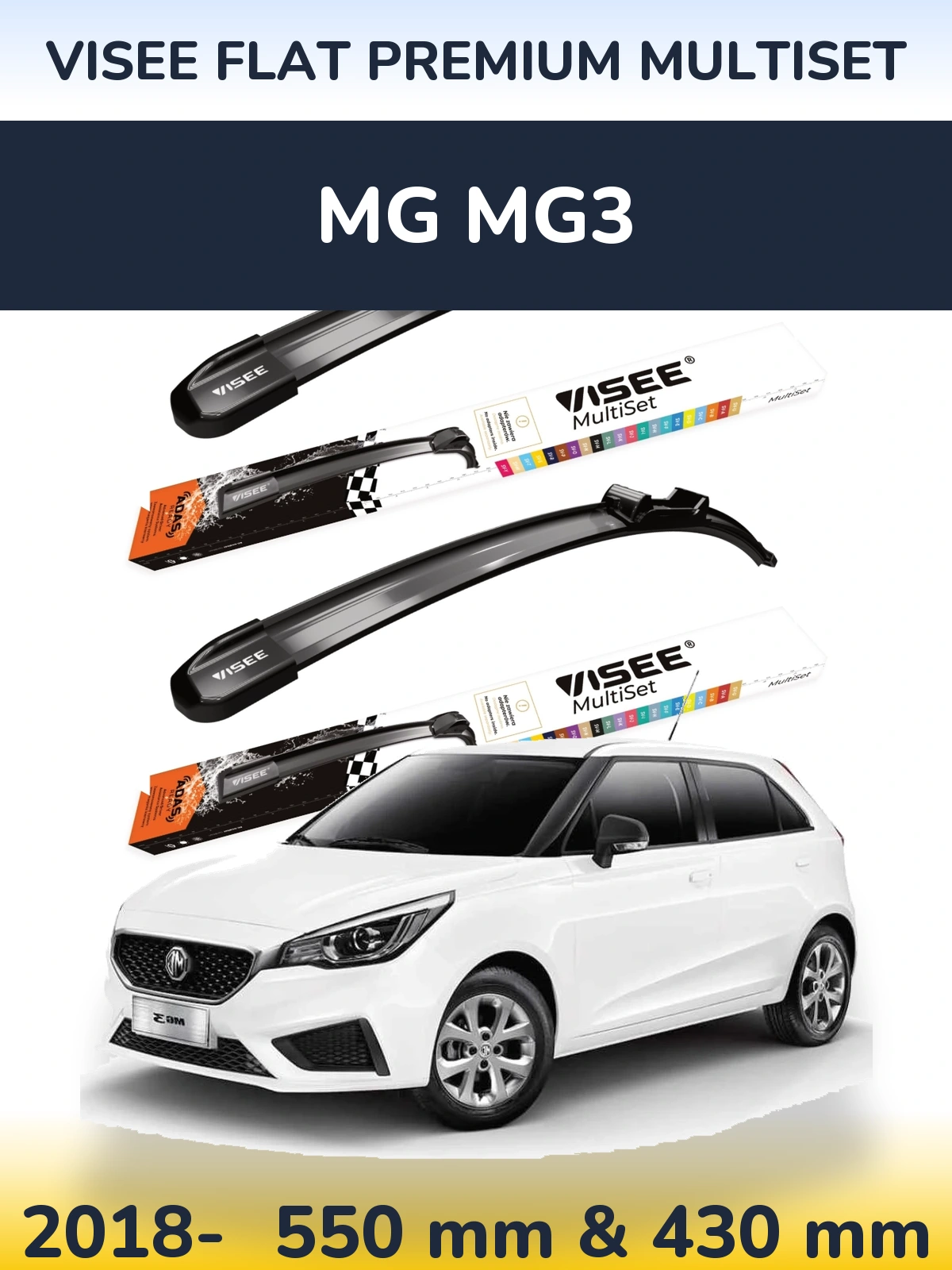 Torkarblad VISEE FLAT PREMIUM MultiSet för MG MG3