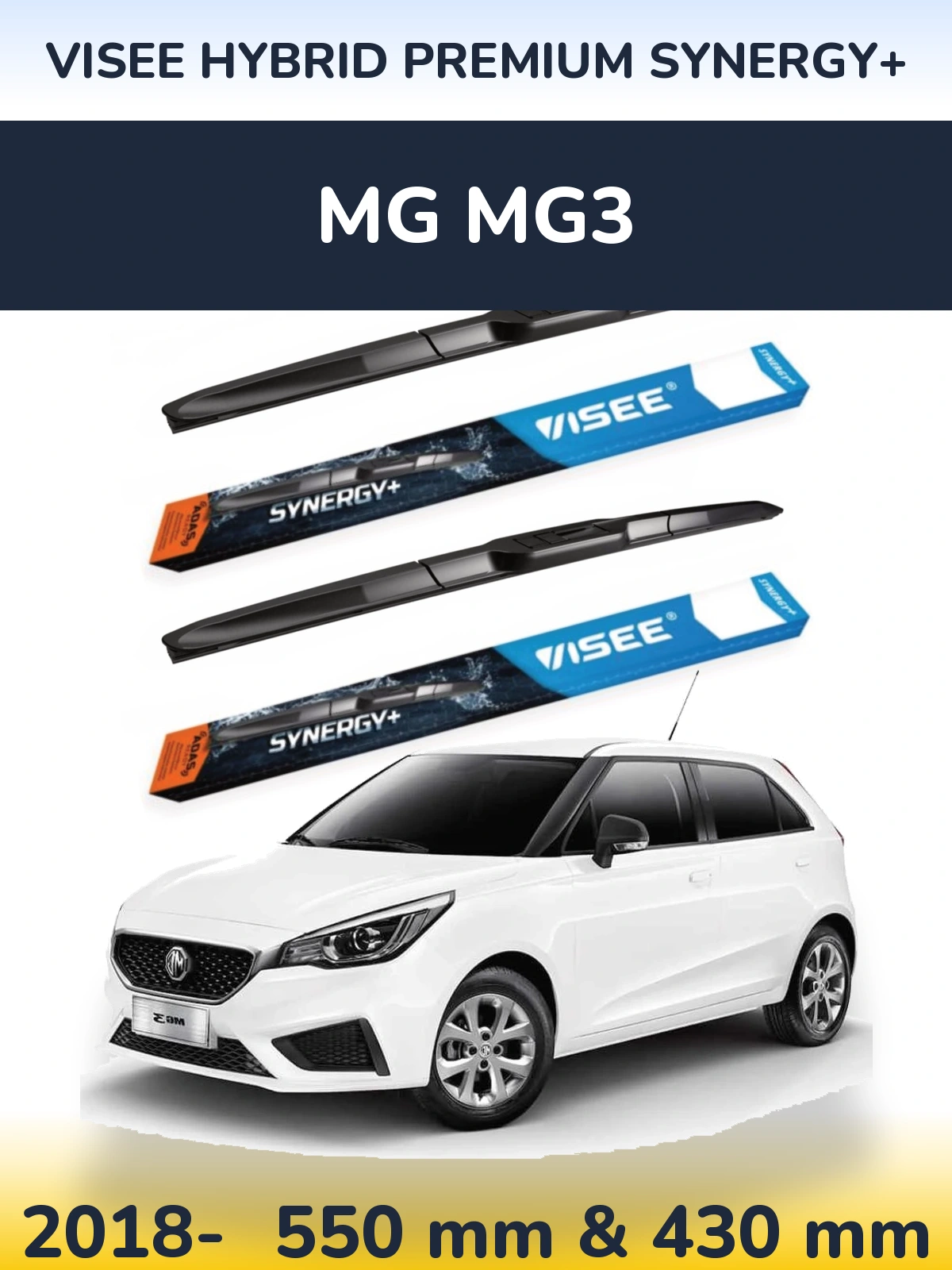 Torkarblad VISEE HYBRID PREMIUM SYNERGY+ för MG MG3