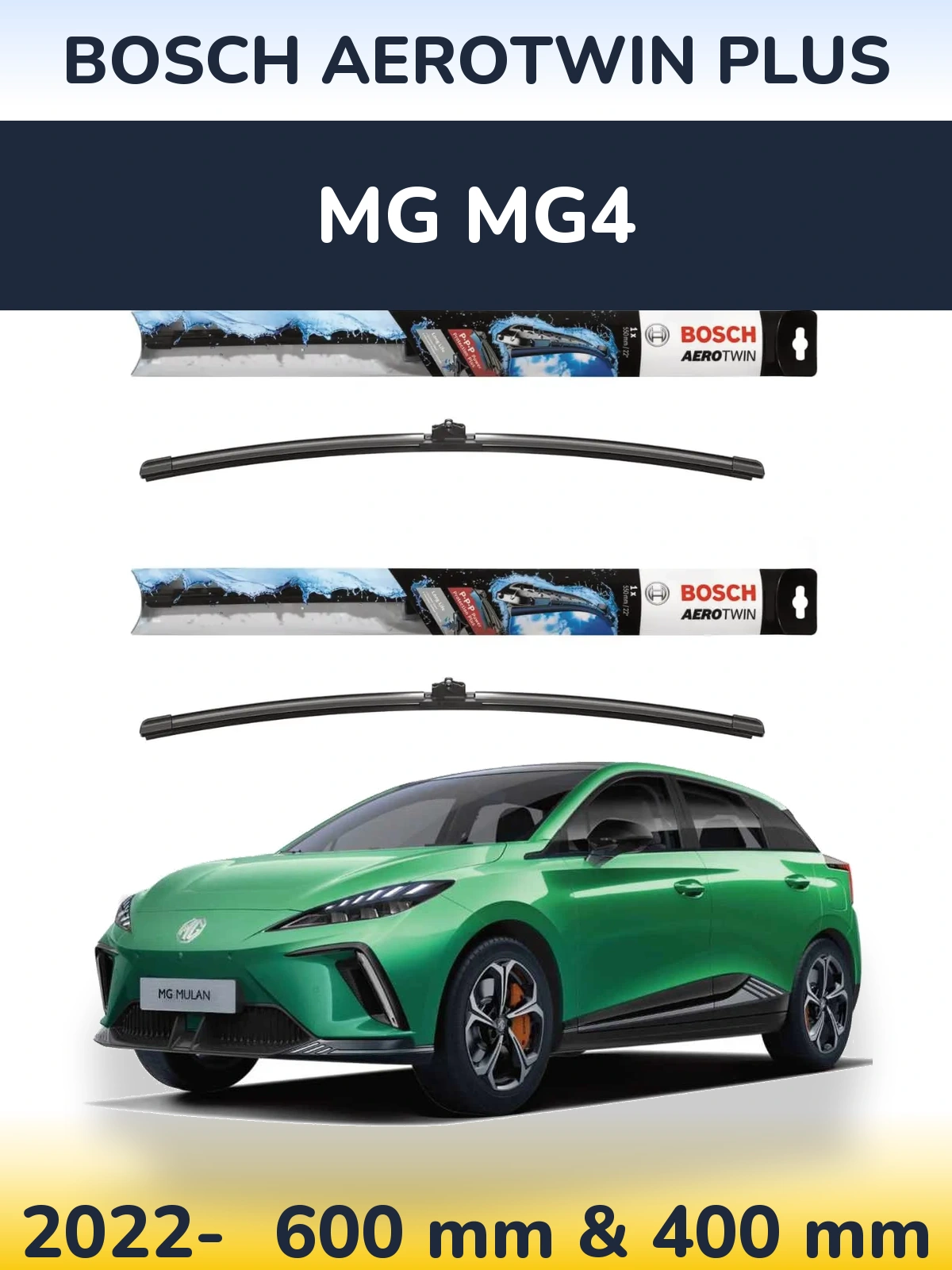 Комплект передніх щіток BOSCH AeroTwin Plus 600 & 400 мм для MG MG4 2022-2026