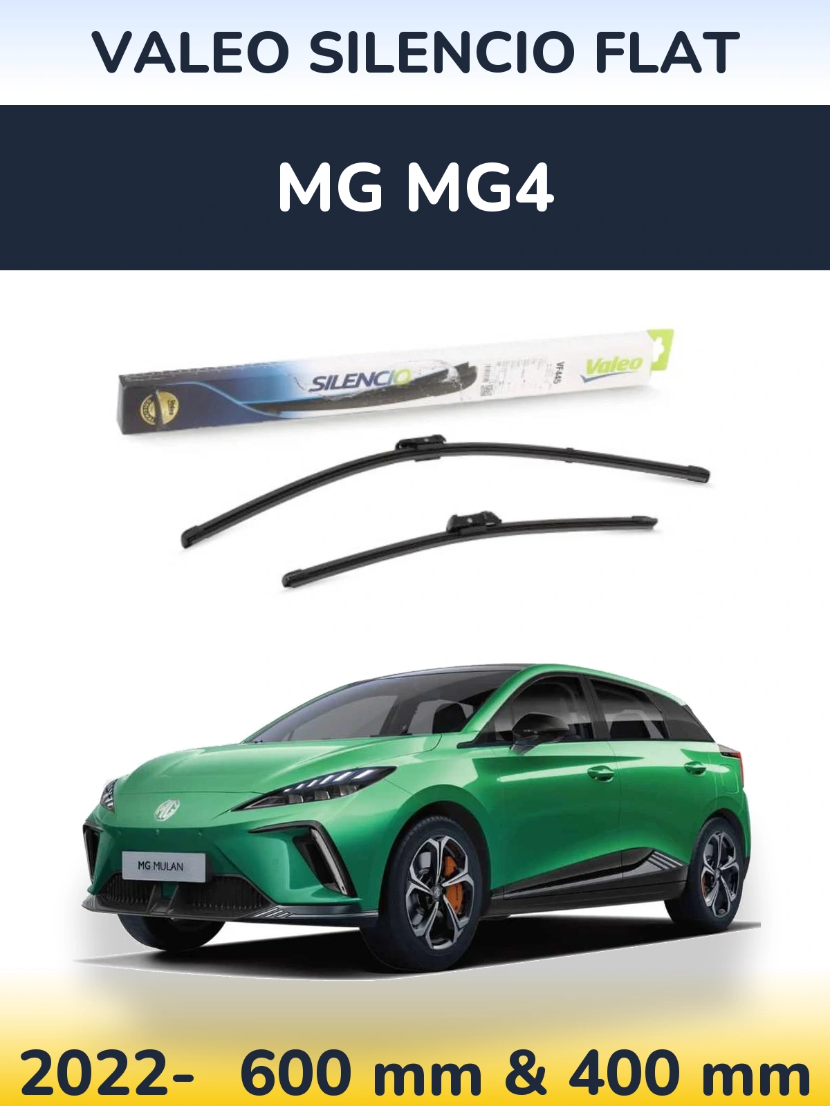 Комплект передніх щіток Valeo Silencio Flat 600 & 400 мм для MG MG4 2022-2026