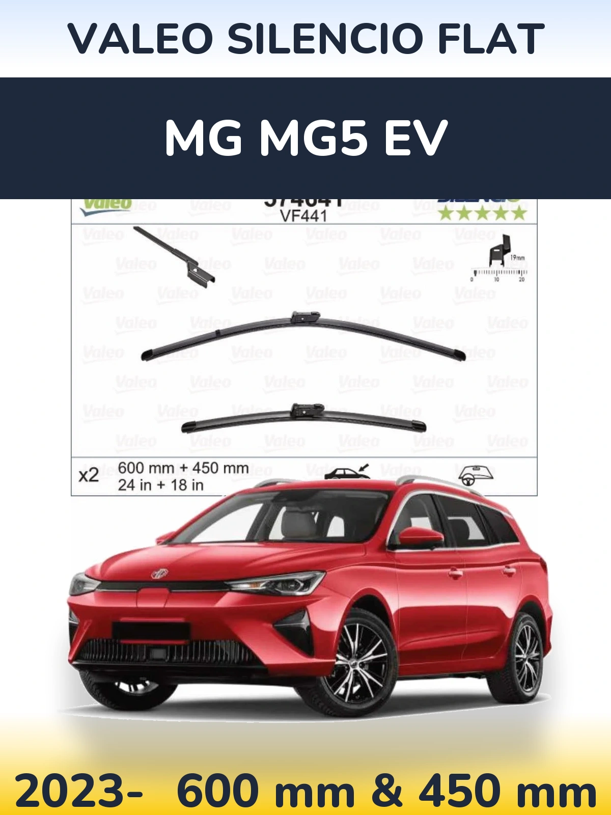 Torkarblad Valeo Silencio Flat för MG MG5 EV
