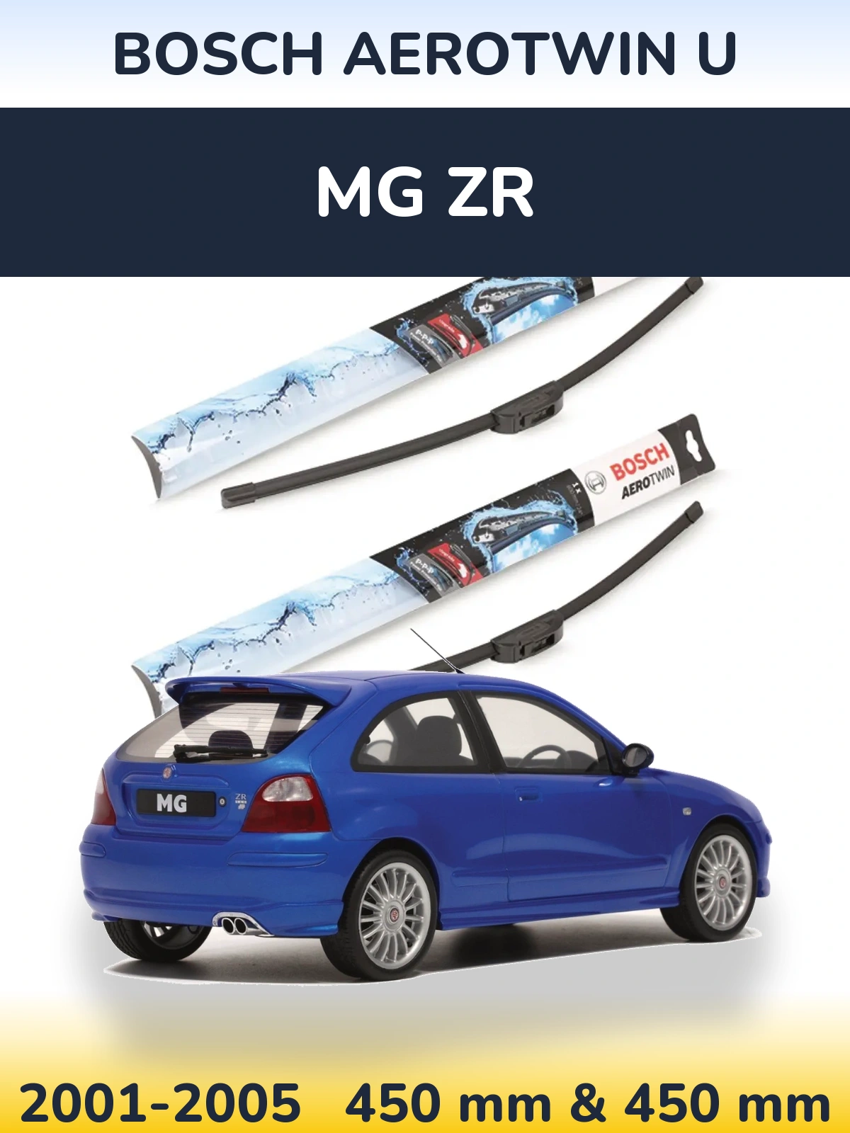 Комплект передних дворников BOSCH AeroTwin U 450 & 450 мм для MG ZR 2001-2005