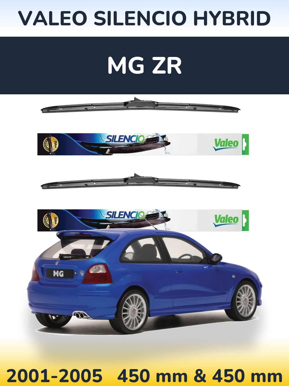 Комплект передних дворников Valeo Silencio Hybrid 450 & 450 мм для MG ZR 2001-2005